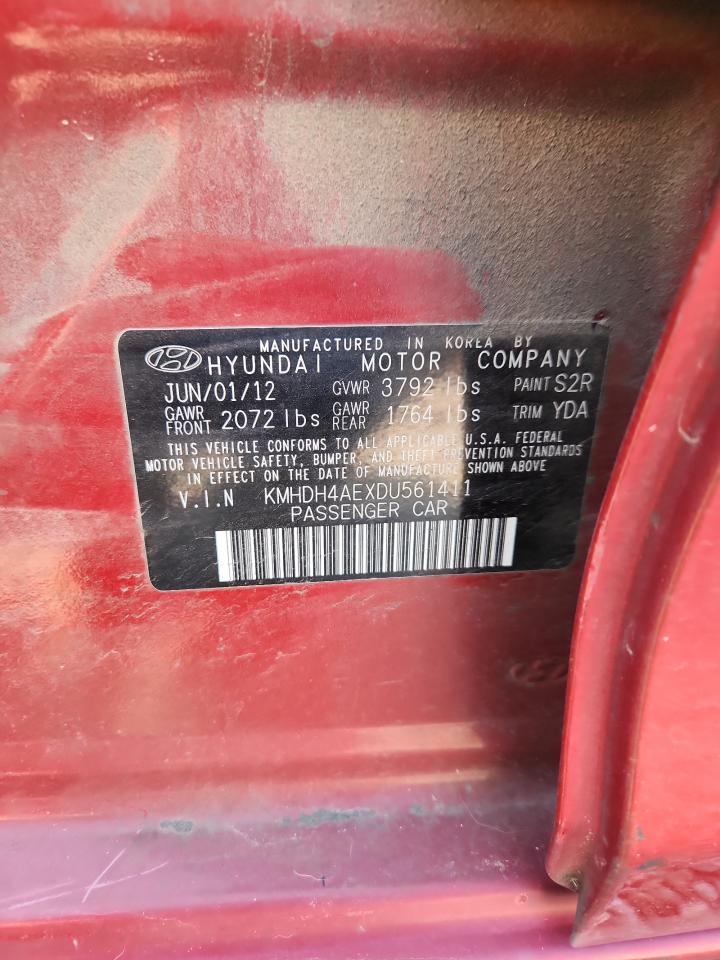 2013 Hyundai Elantra Limited Red vin: KMHDH4AEXDU561411
