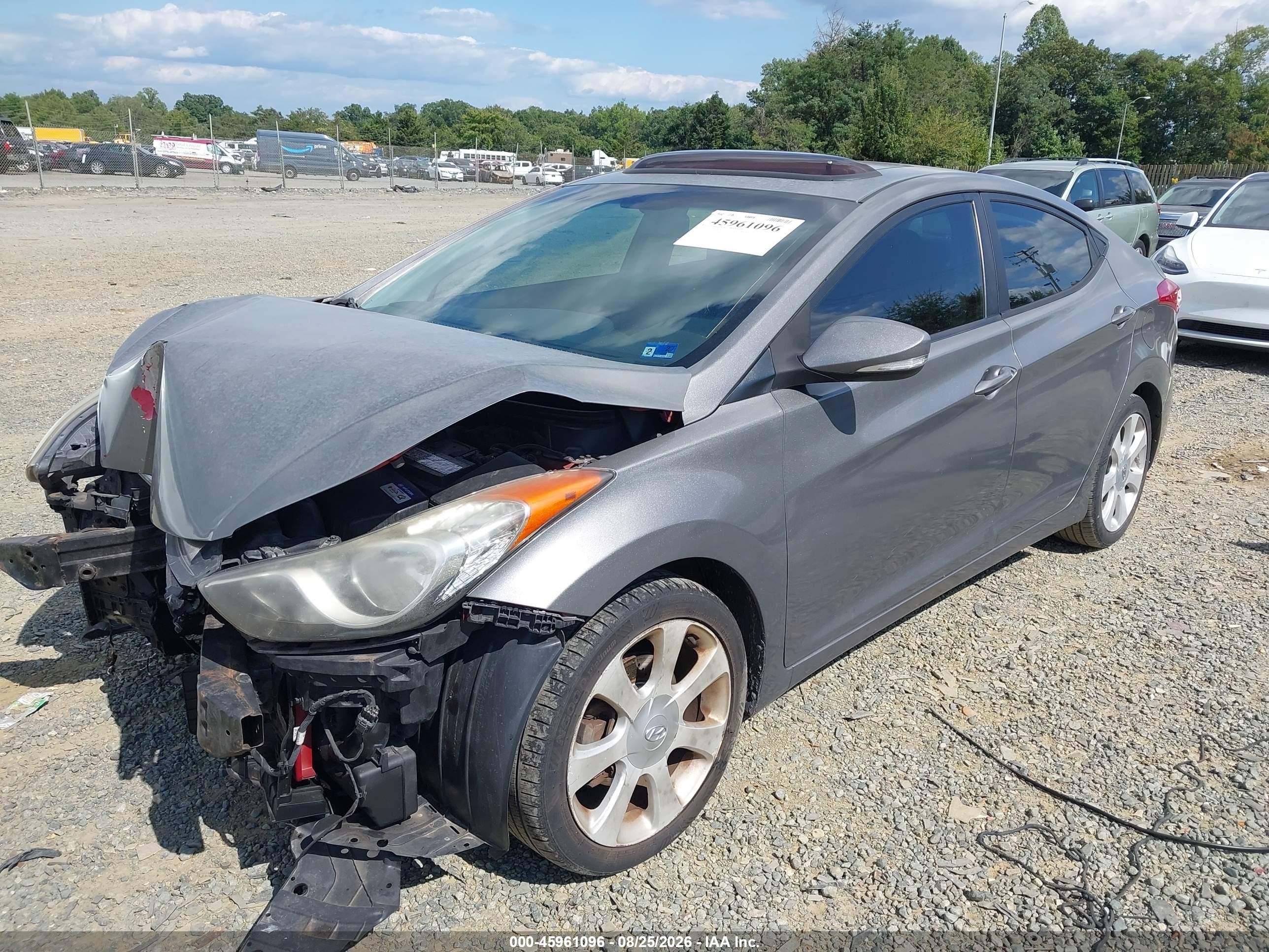 2013 Hyundai Elantra Limited Gray vin: KMHDH4AEXDU562445