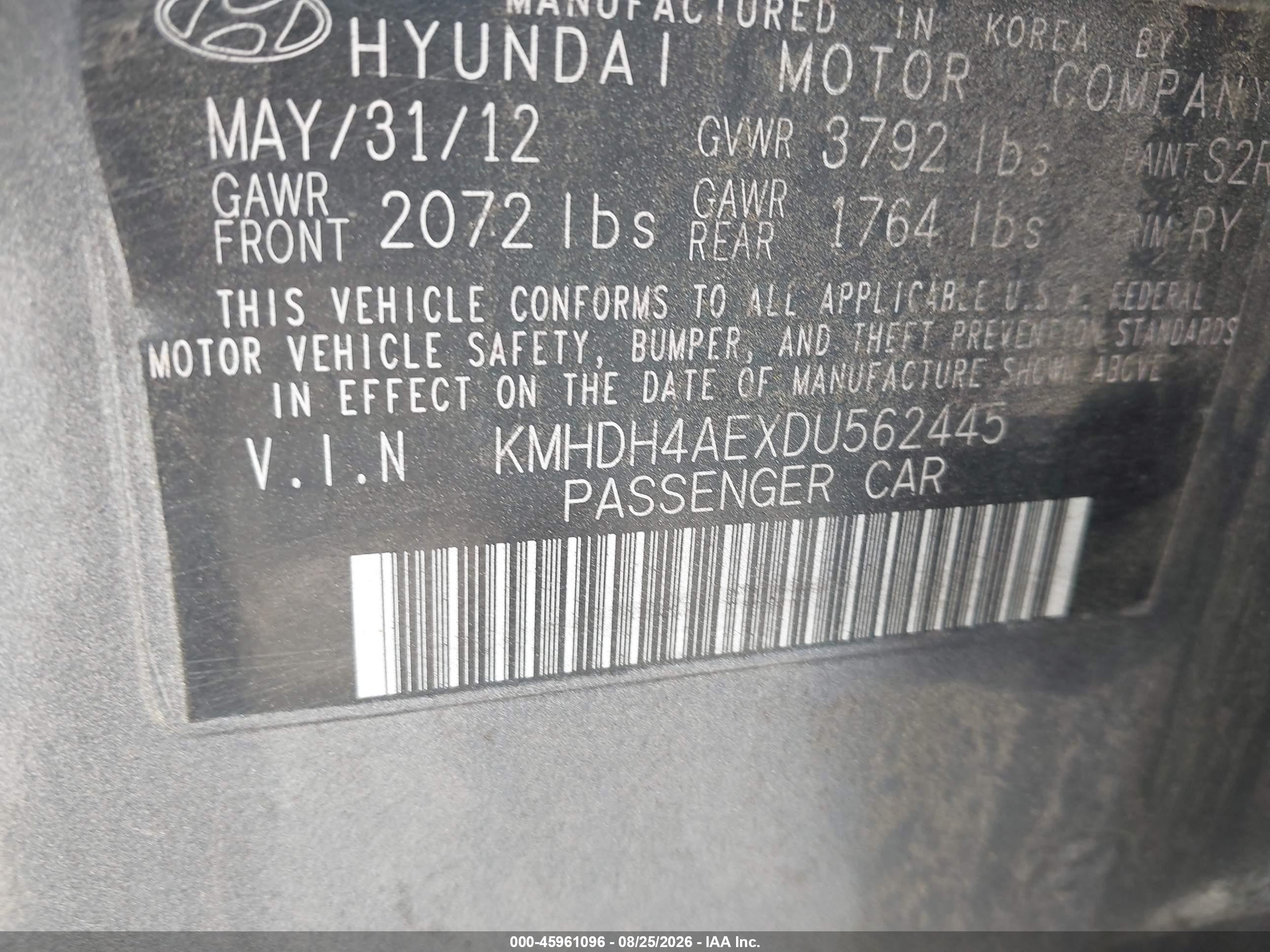 2013 Hyundai Elantra Limited Gray vin: KMHDH4AEXDU562445