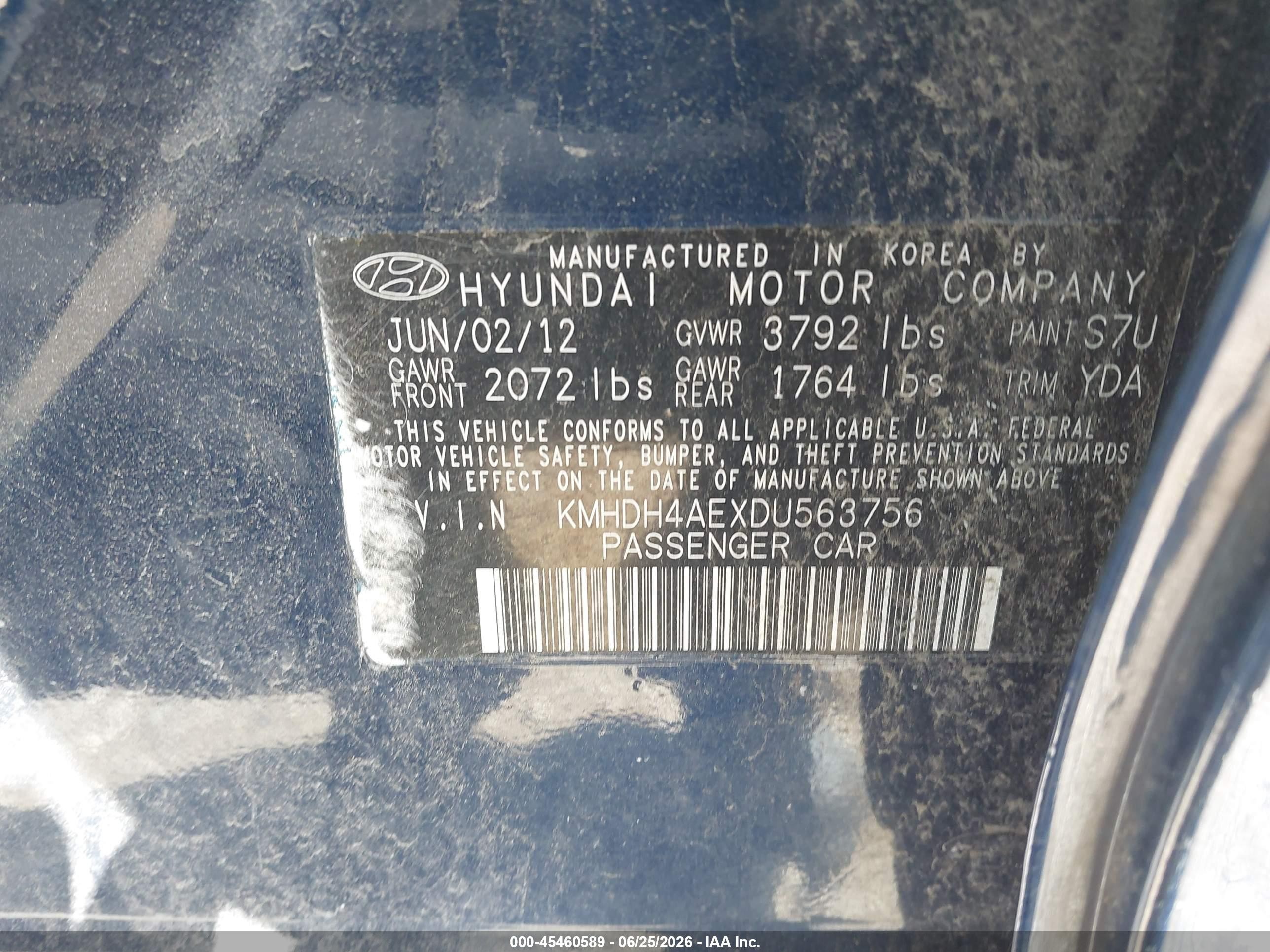 2013 Hyundai Elantra Gls Blue vin: KMHDH4AEXDU563756