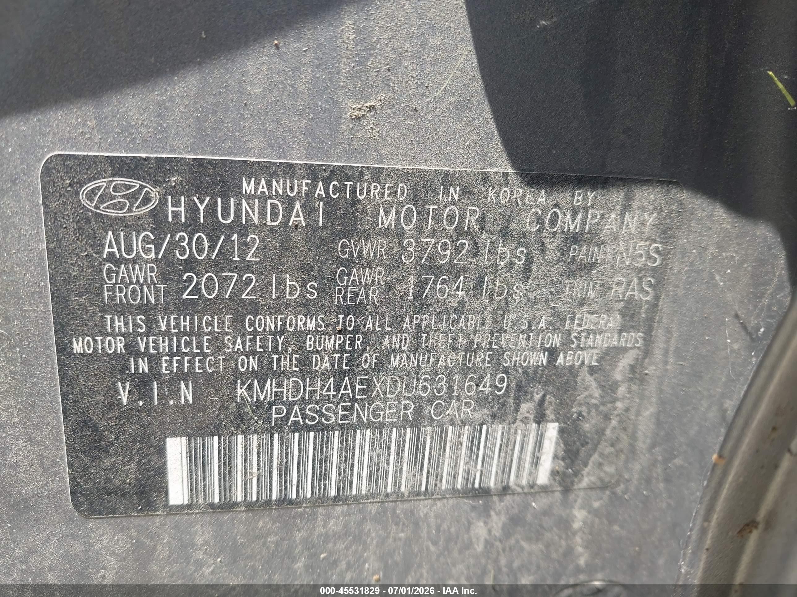 2013 Hyundai Elantra Gls Серый vin: KMHDH4AEXDU631649