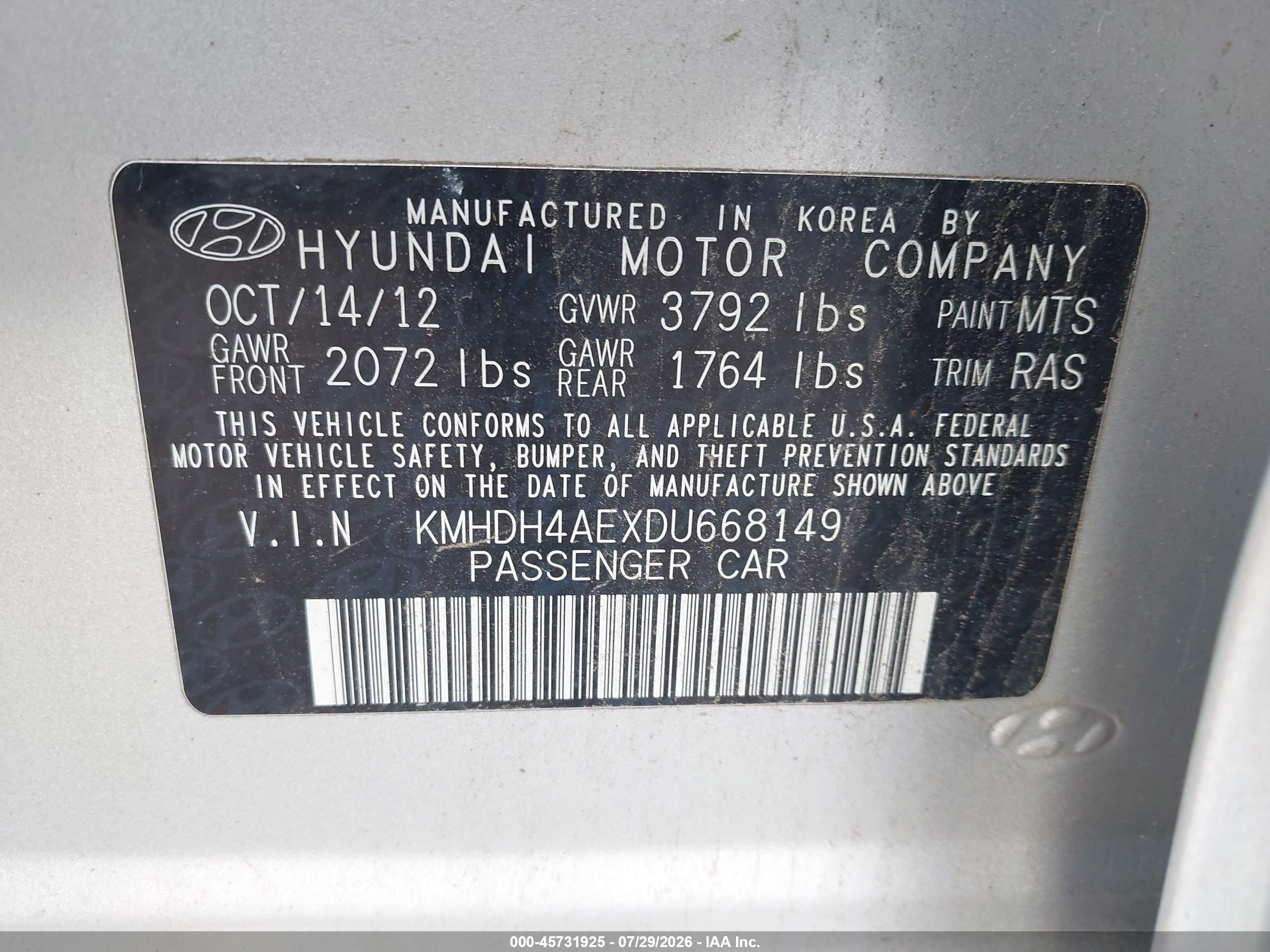 2013 Hyundai Elantra Gls Silver vin: KMHDH4AEXDU668149