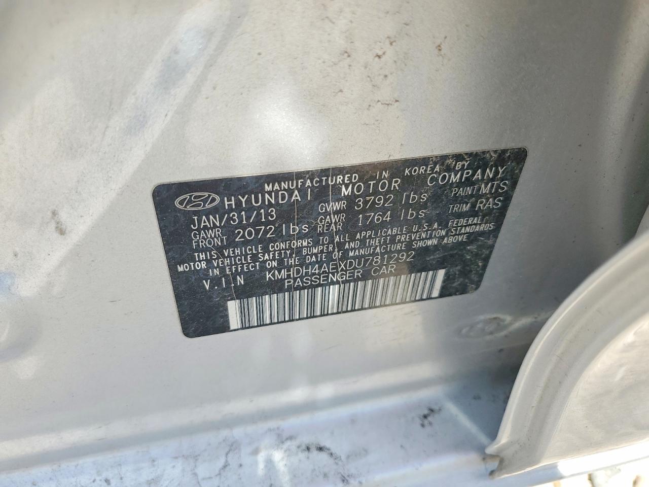2013 Hyundai Elantra Gls Серебряный vin: KMHDH4AEXDU781292