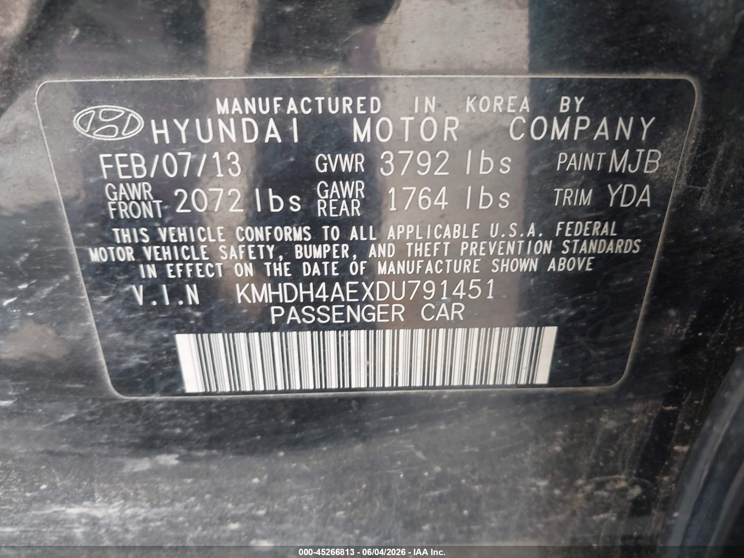 2013 Hyundai Elantra Gls Black vin: KMHDH4AEXDU791451