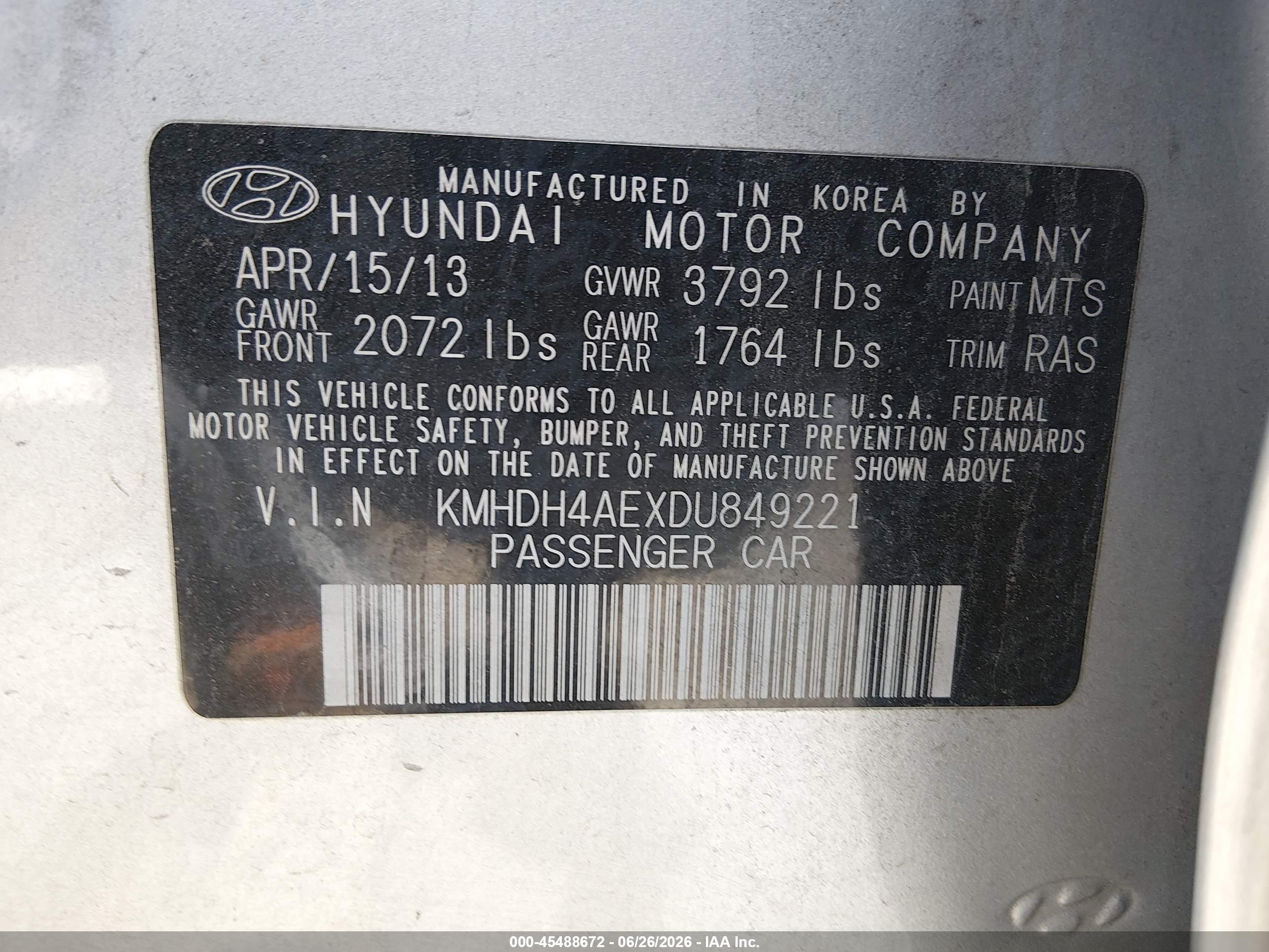 2013 Hyundai Elantra Gls Silver vin: KMHDH4AEXDU849221
