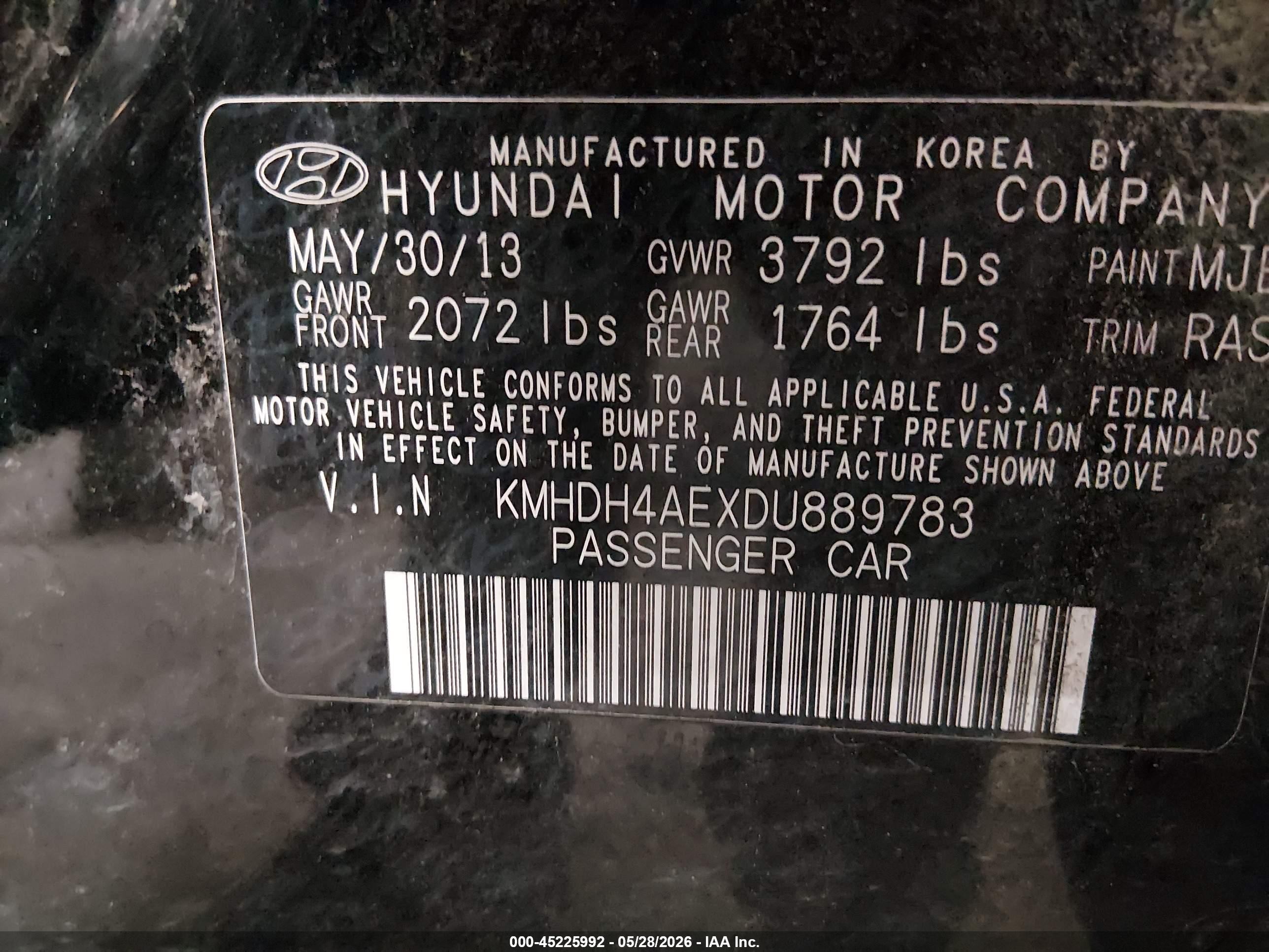 2013 Hyundai Elantra Gls Black vin: KMHDH4AEXDU889783