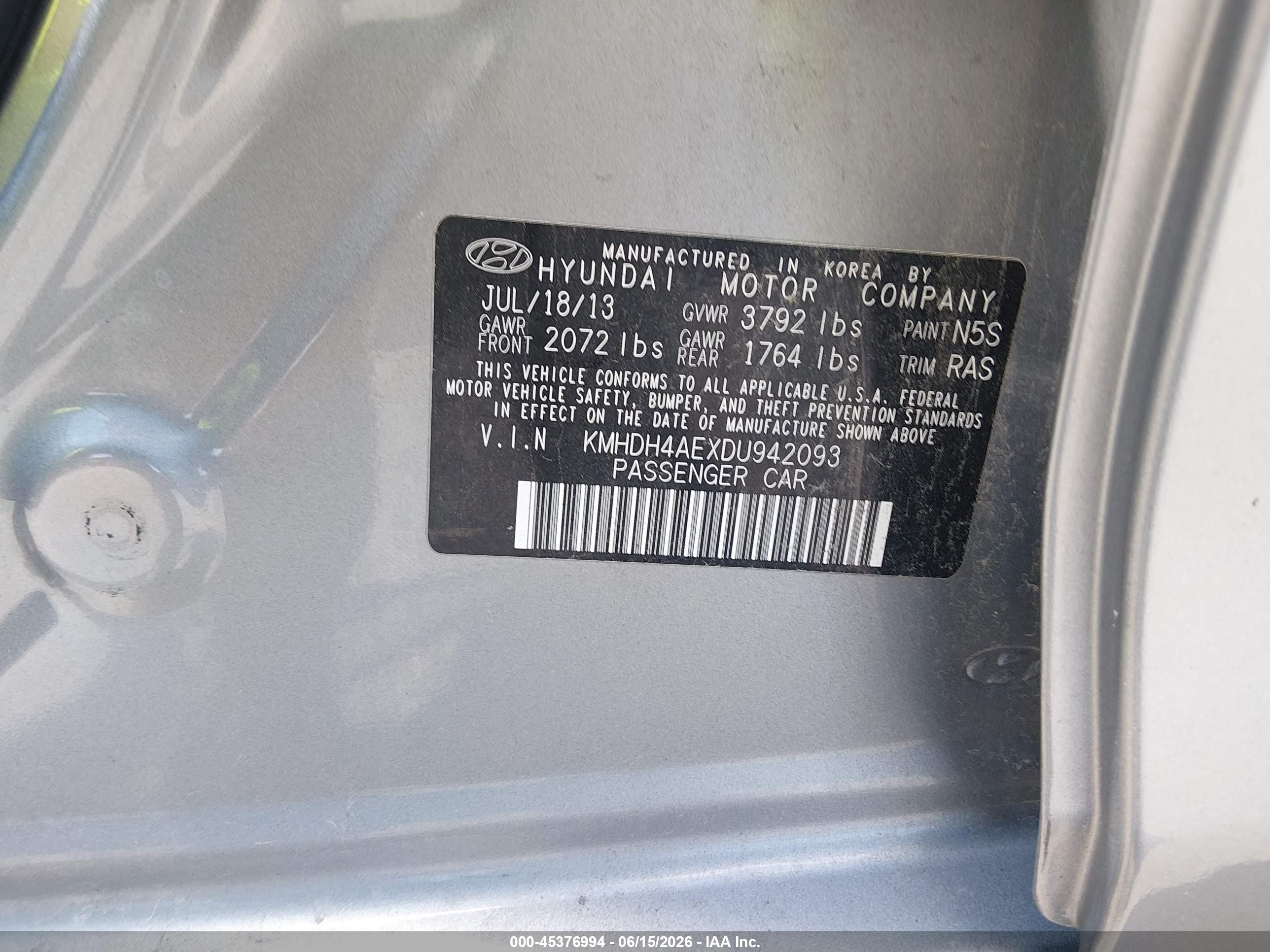 2013 Hyundai Elantra Gls Silver vin: KMHDH4AEXDU942093