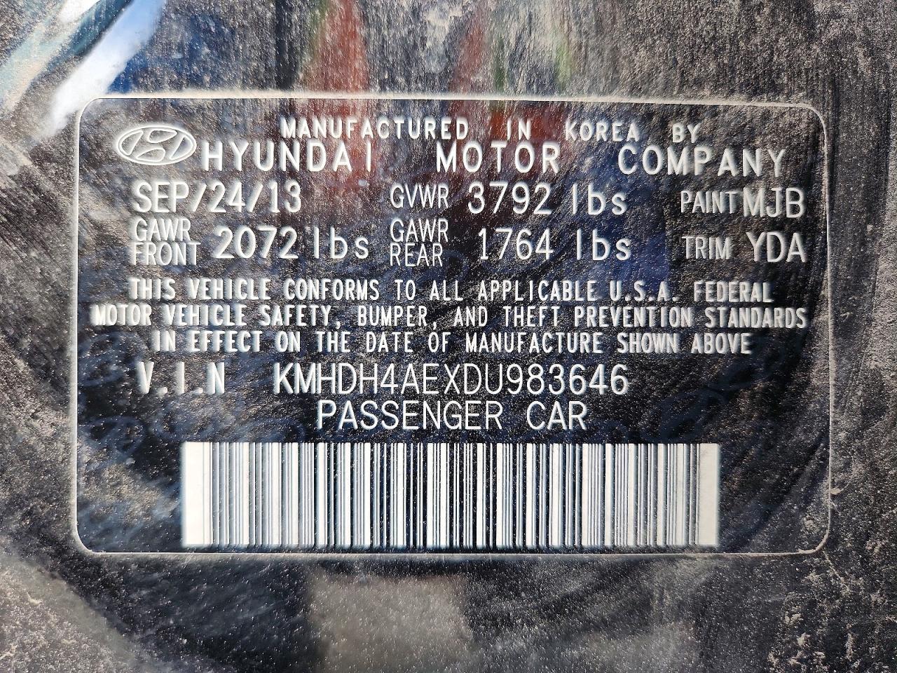 2013 Hyundai Elantra Gls Черный vin: KMHDH4AEXDU983646