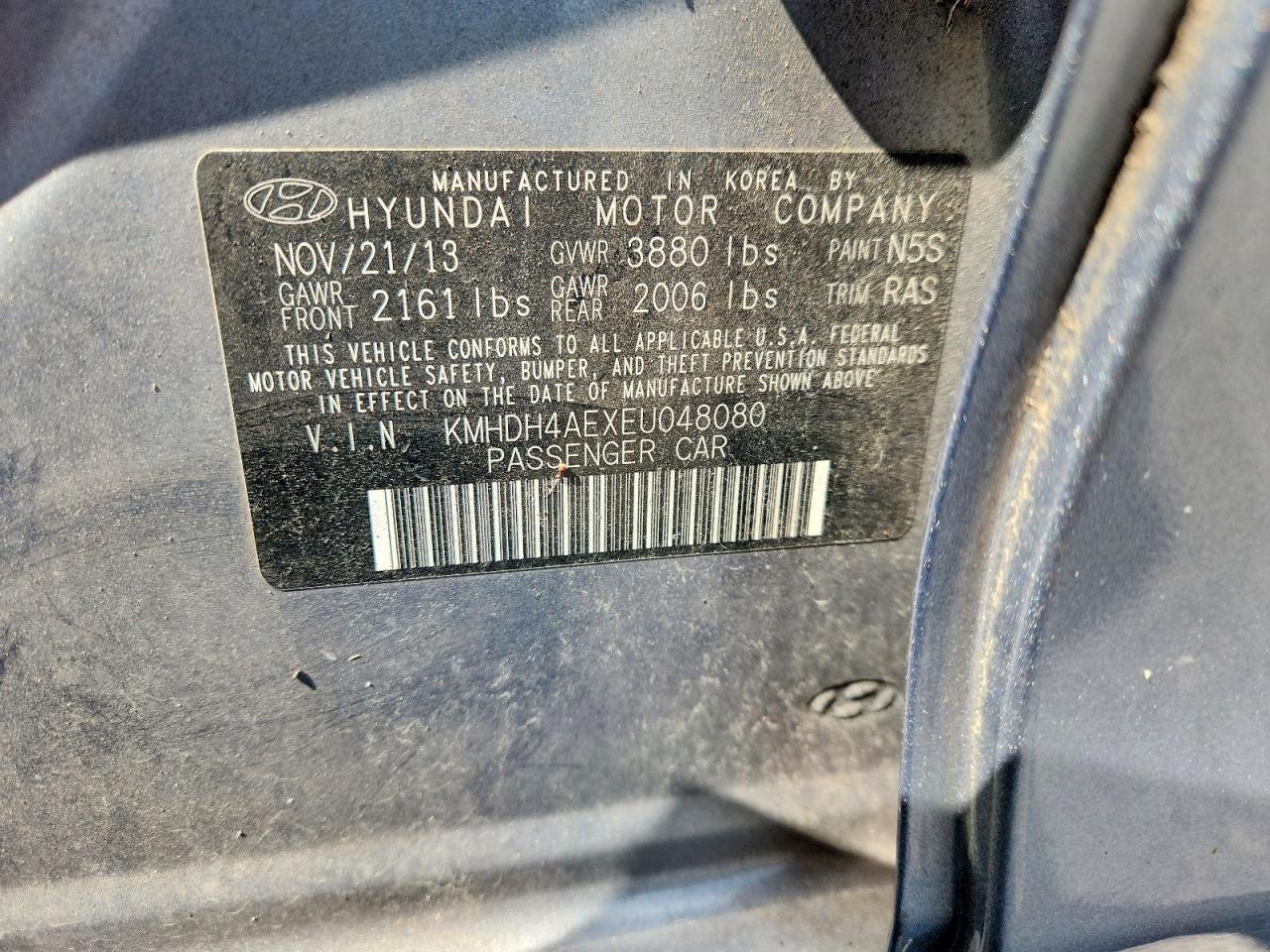 2014 Hyundai Elantra Se Silver vin: KMHDH4AEXEU048080