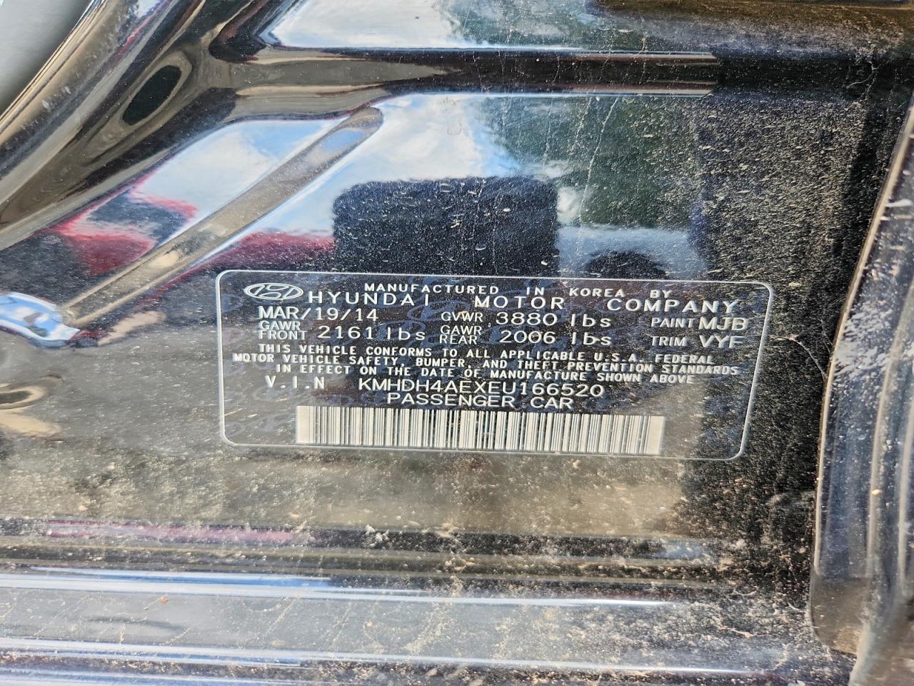 2014 Hyundai Elantra Limited Черный vin: KMHDH4AEXEU166520
