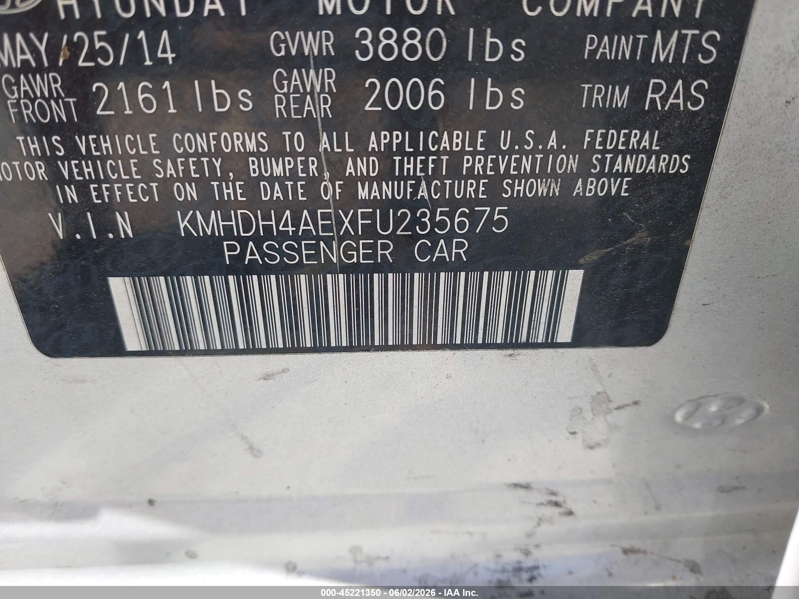2015 Hyundai Elantra Se Silver vin: KMHDH4AEXFU235675