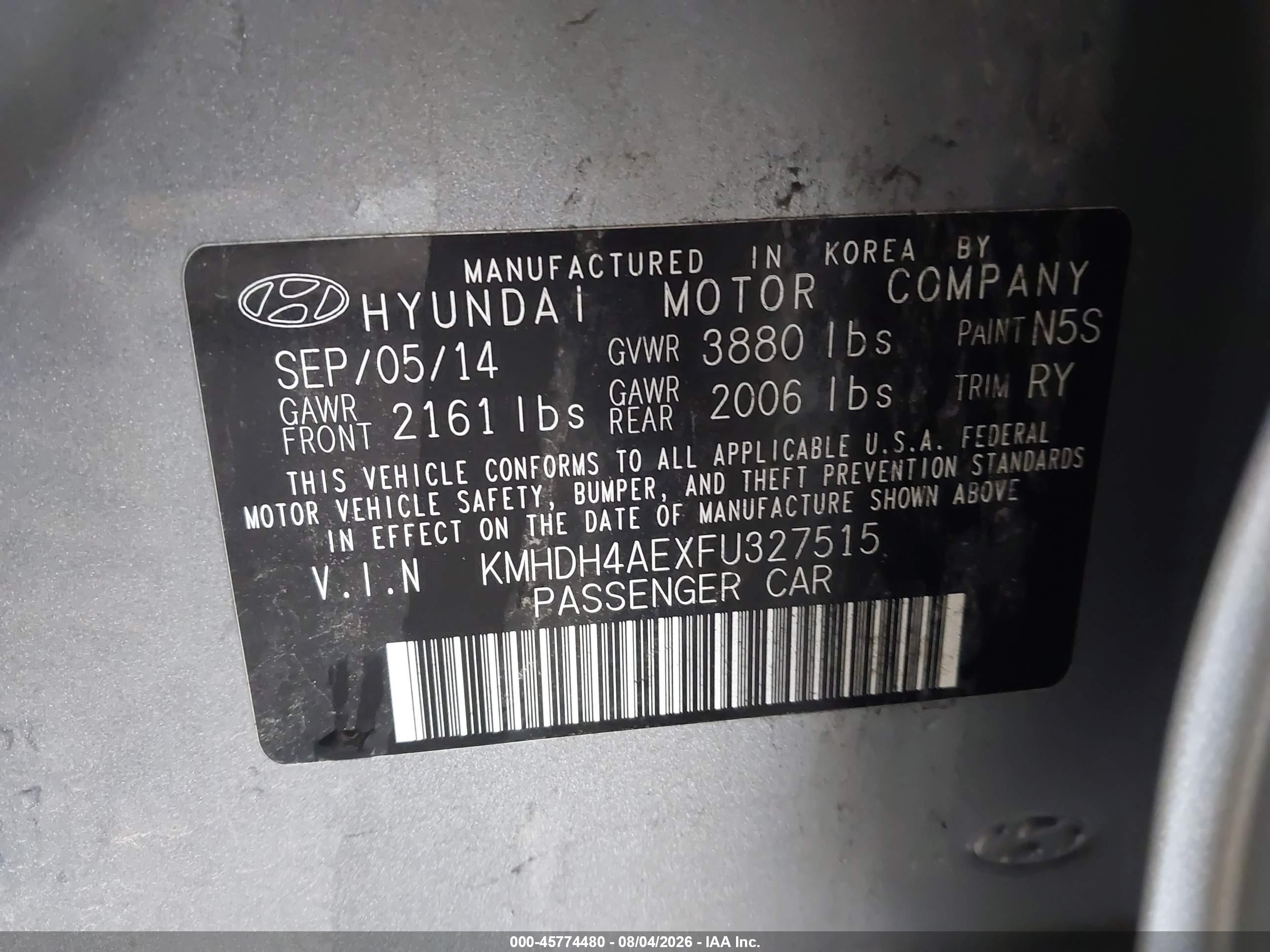 2015 Hyundai Elantra Limited Silver vin: KMHDH4AEXFU327515