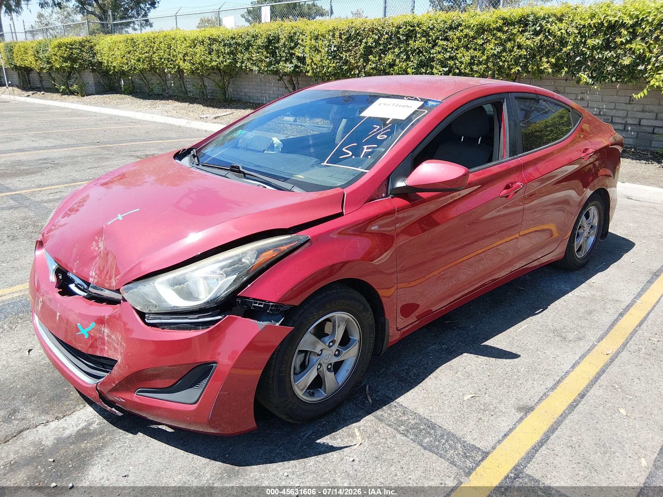 2015 Hyundai Elantra Se Red vin: KMHDH4AEXFU426125