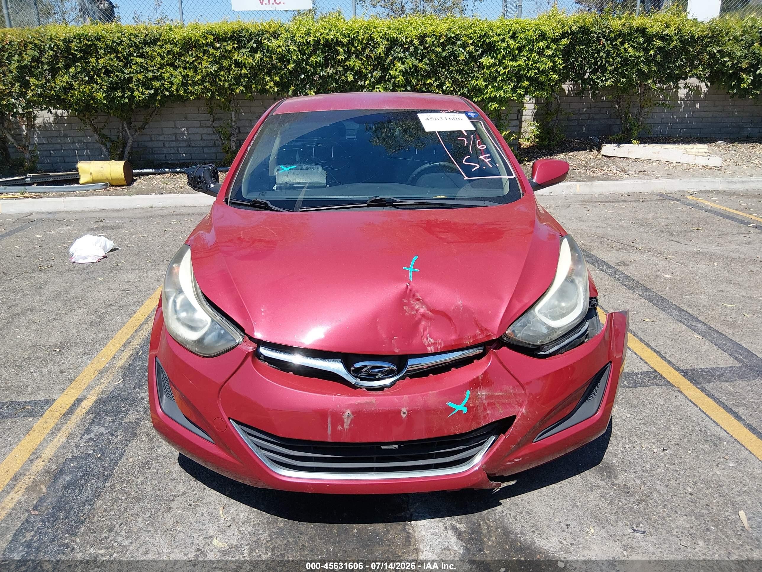 2015 Hyundai Elantra Se Red vin: KMHDH4AEXFU426125