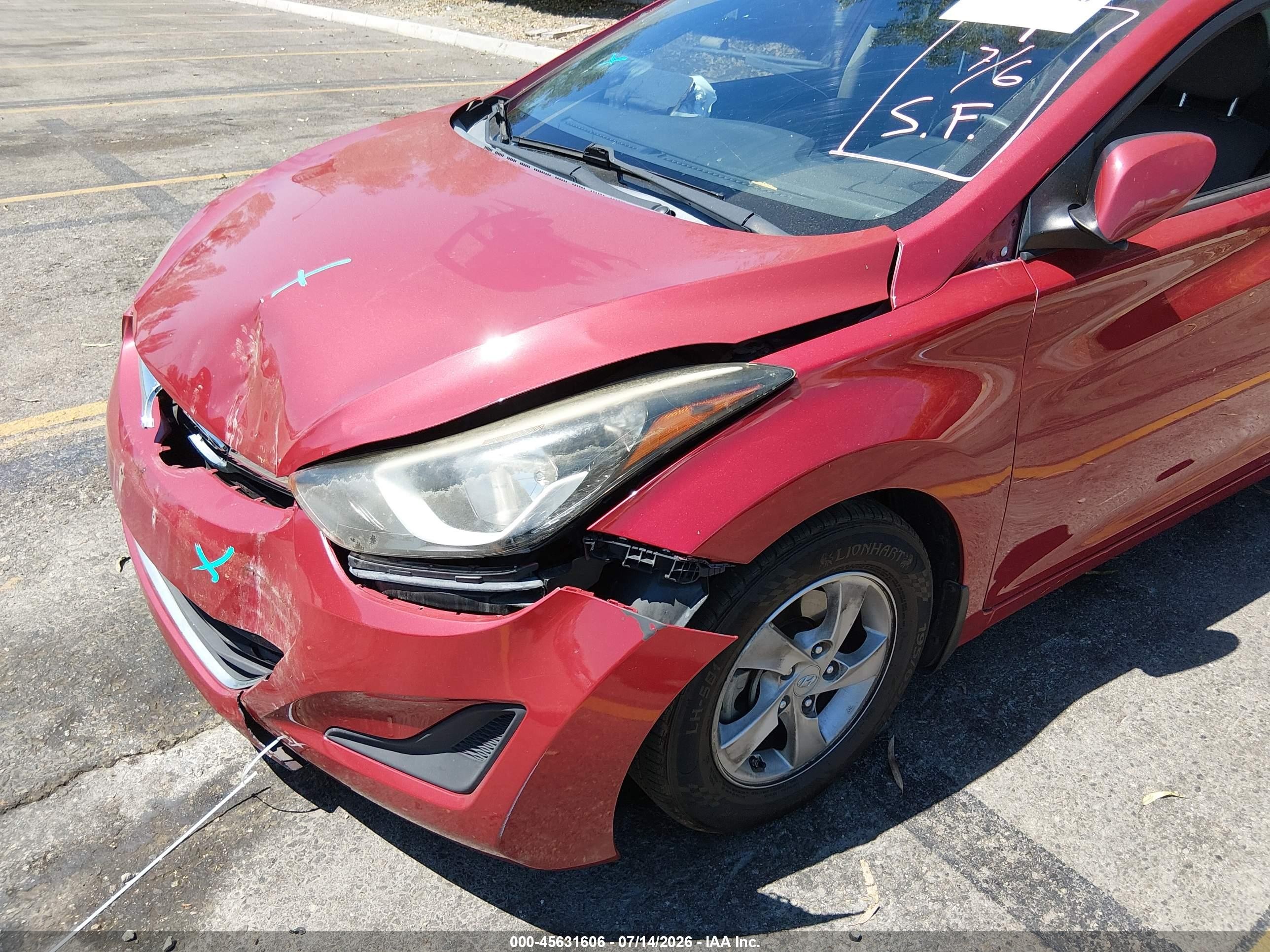 2015 Hyundai Elantra Se Red vin: KMHDH4AEXFU426125