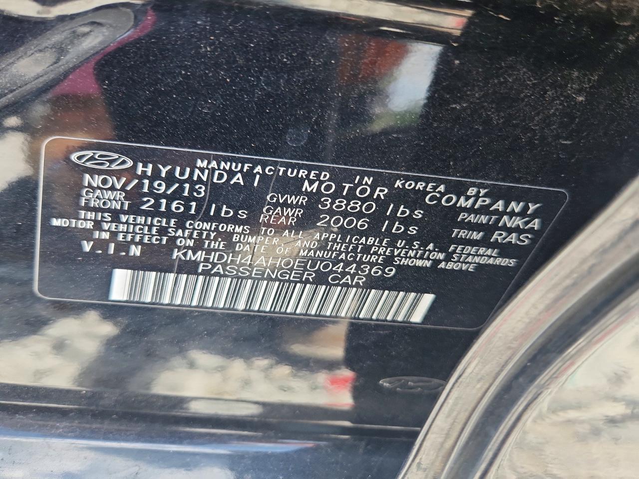 2014 Hyundai Elantra Sport Black vin: KMHDH4AH0EU044369