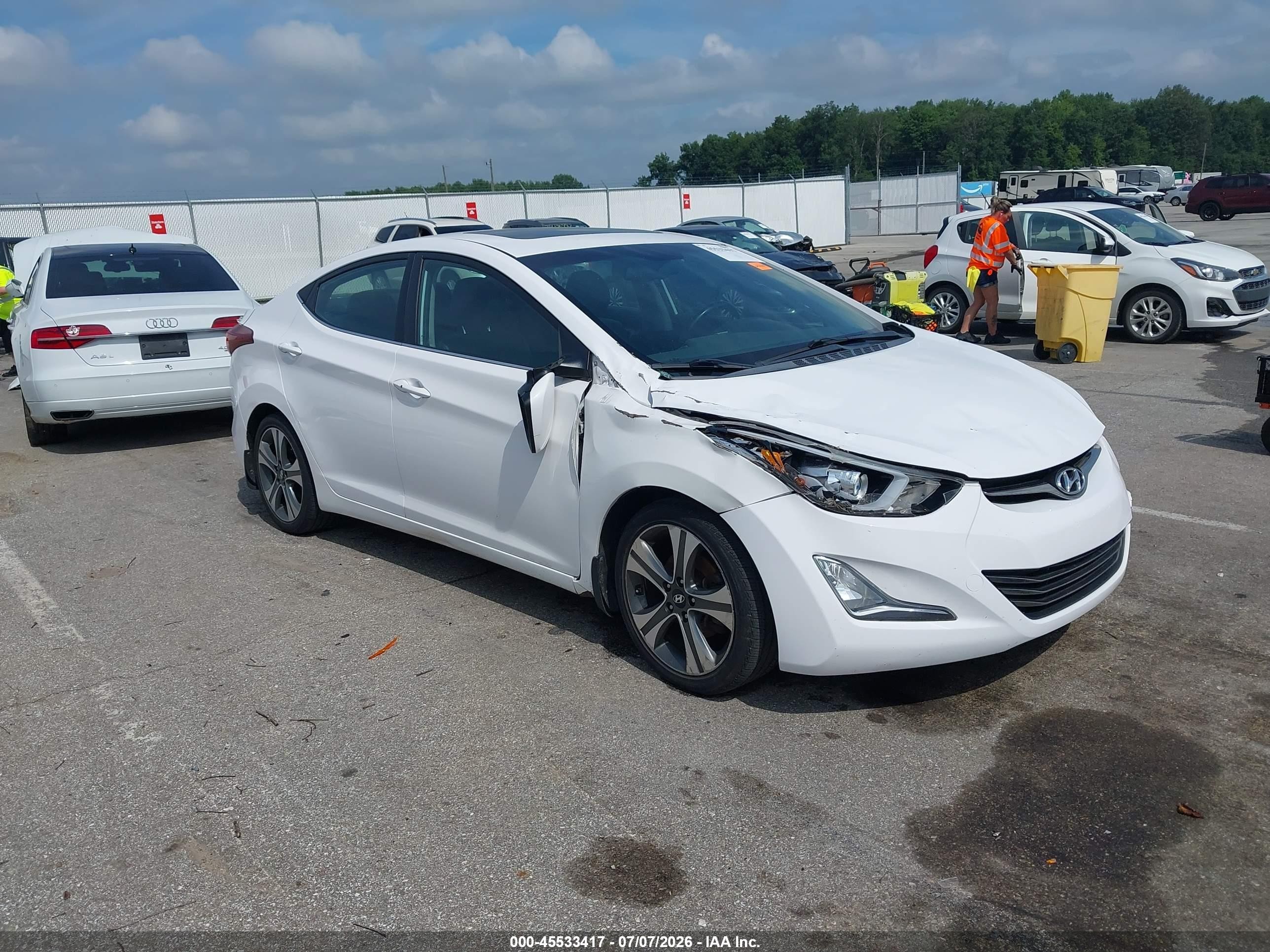 2015 Hyundai Elantra Sport White vin: KMHDH4AH1FU282636