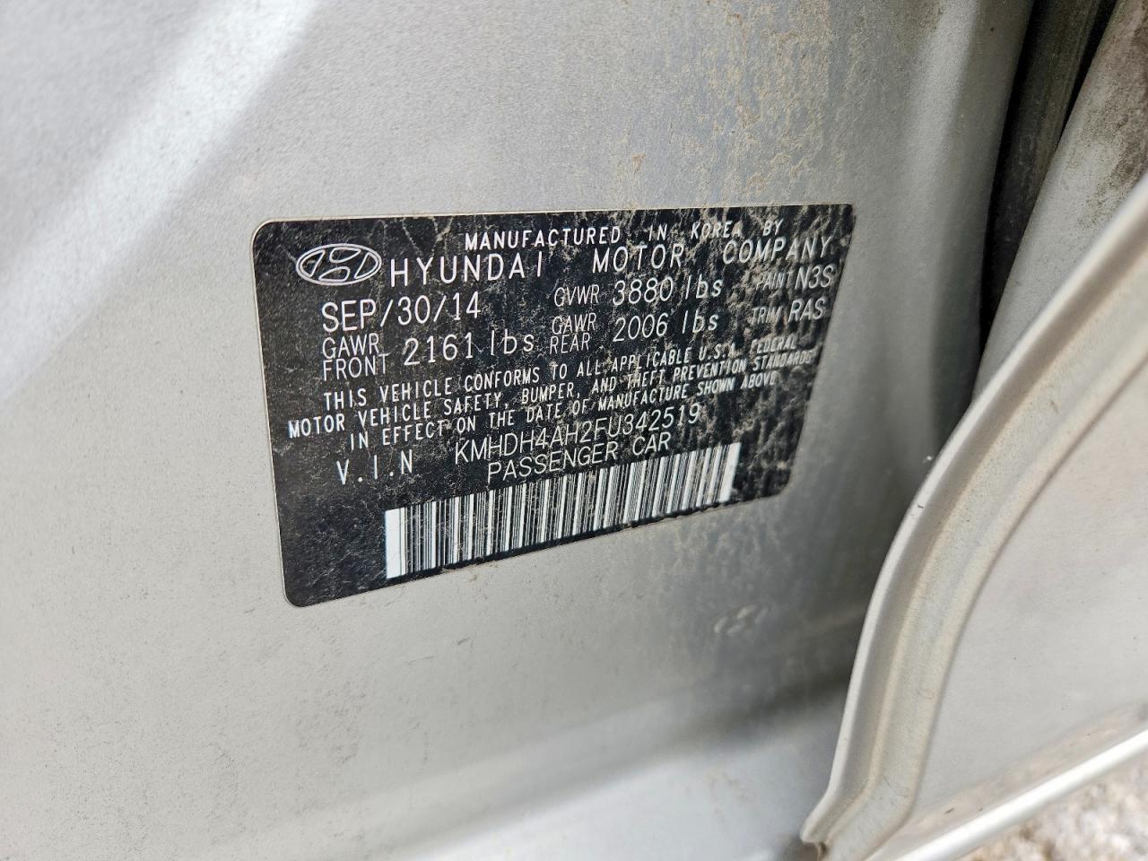 2015 Hyundai Elantra Sport Silver vin: KMHDH4AH2FU342519