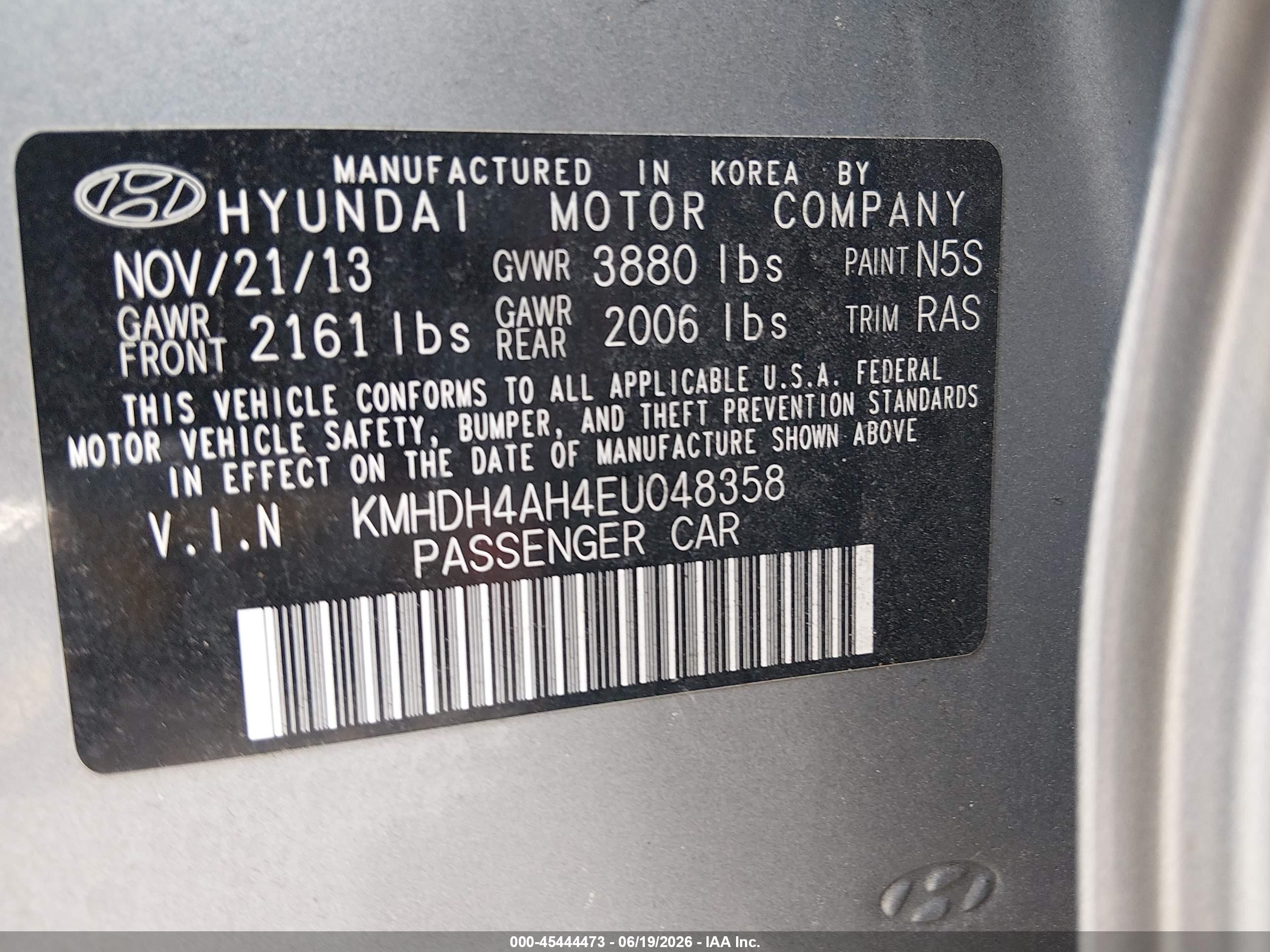 2014 Hyundai Elantra Sport Gray vin: KMHDH4AH4EU048358