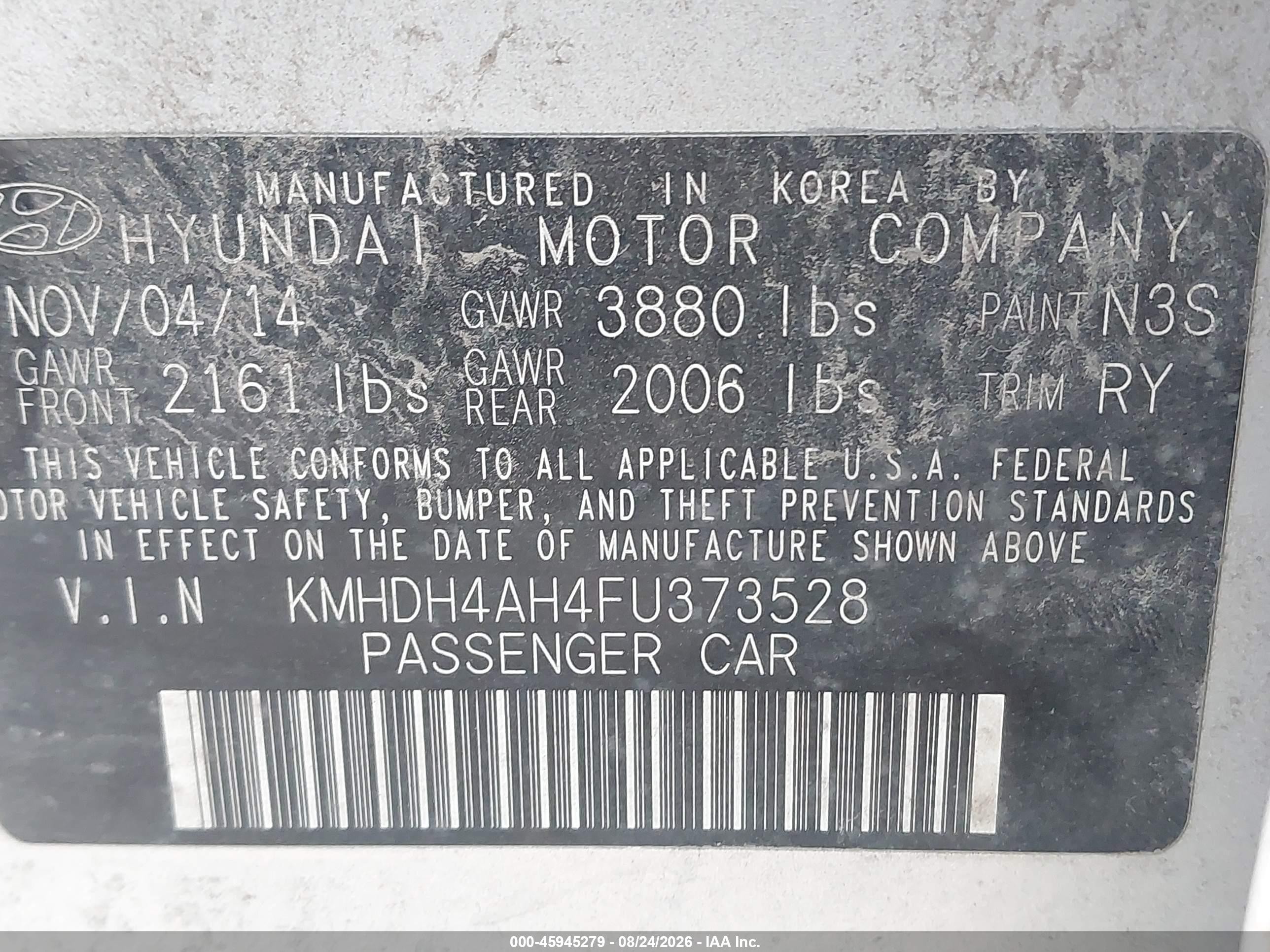 2015 Hyundai Elantra Sport Silver vin: KMHDH4AH4FU373528