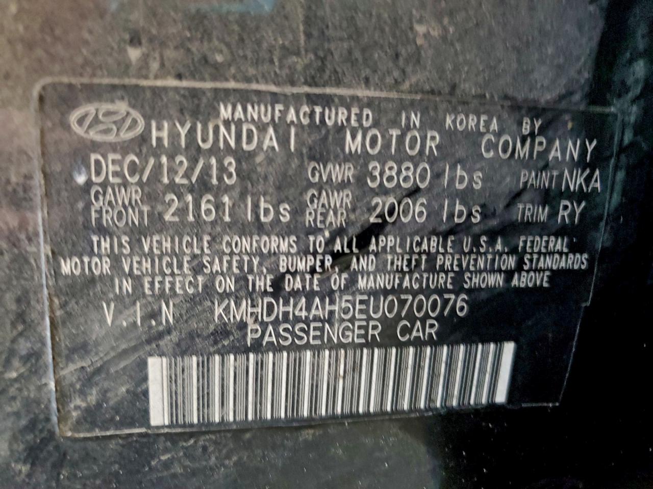 2014 Hyundai Elantra Sport Black vin: KMHDH4AH5EU070076