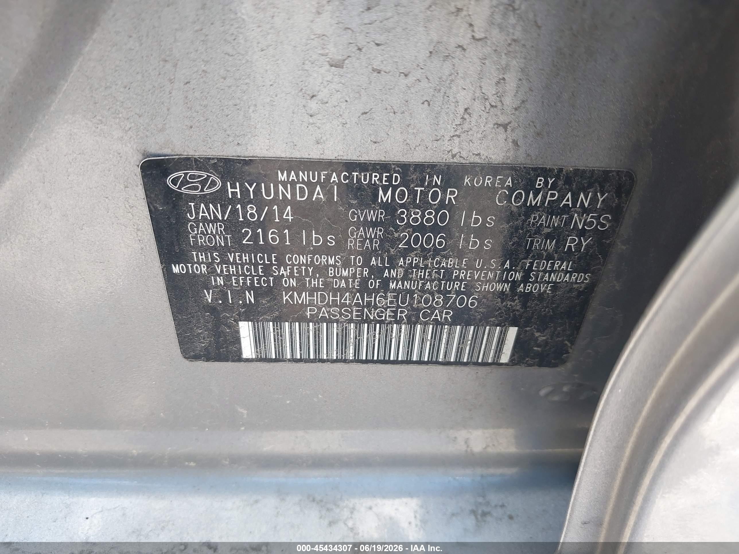 2014 Hyundai Elantra Sport Gray vin: KMHDH4AH6EU108706