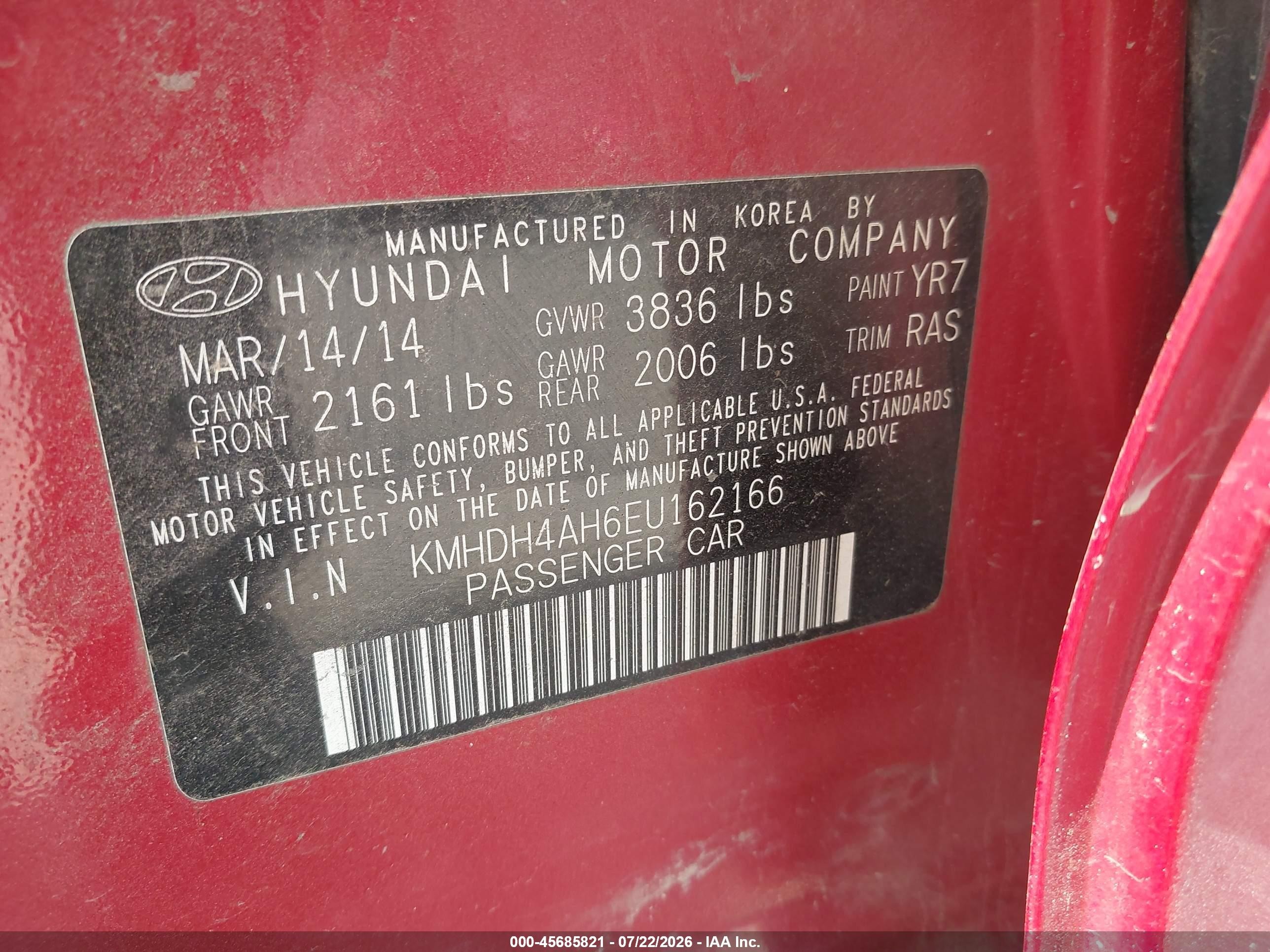 2014 Hyundai Elantra Sport Maroon vin: KMHDH4AH6EU162166