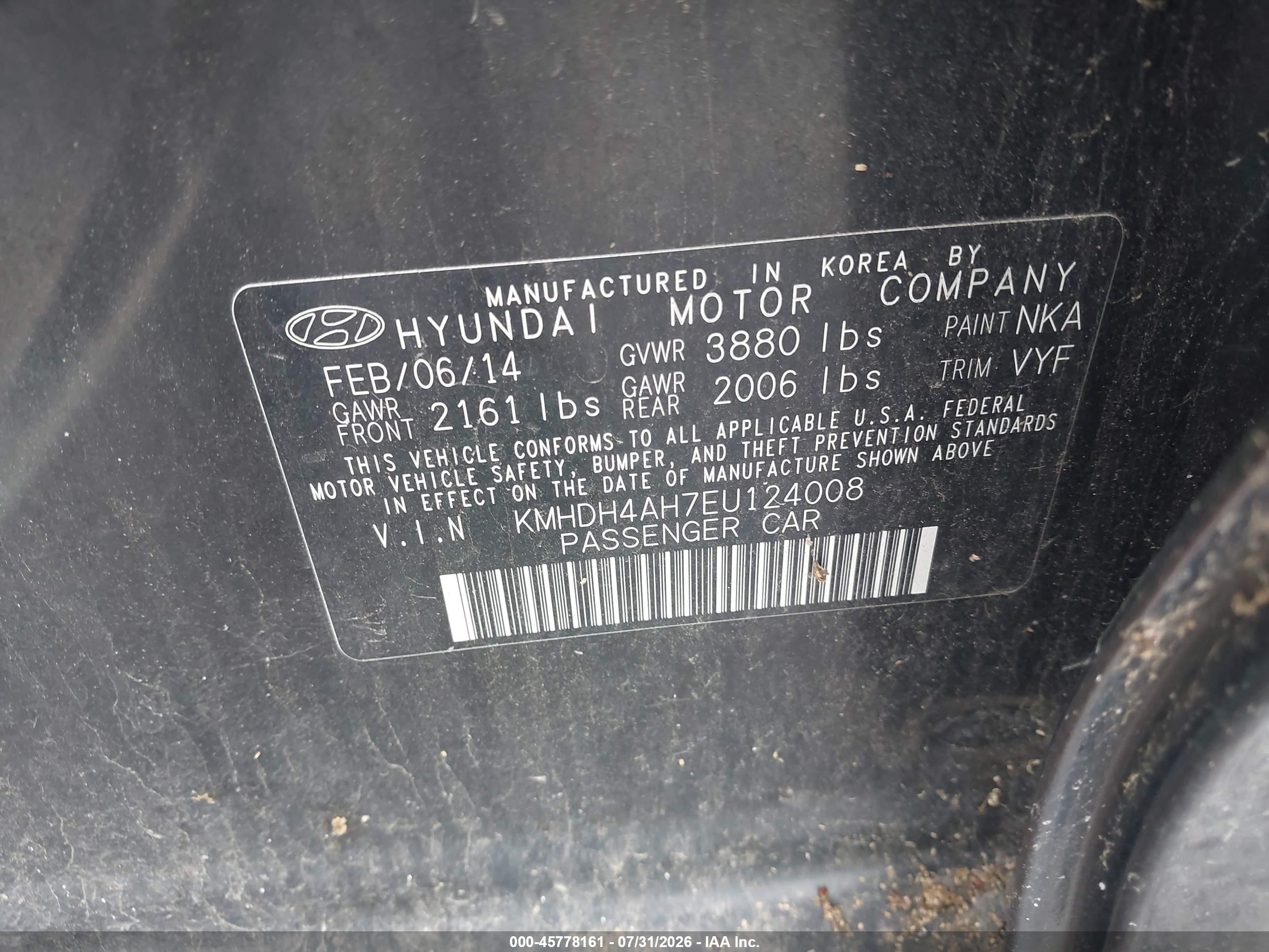 2014 Hyundai Elantra Sport Black vin: KMHDH4AH7EU124008