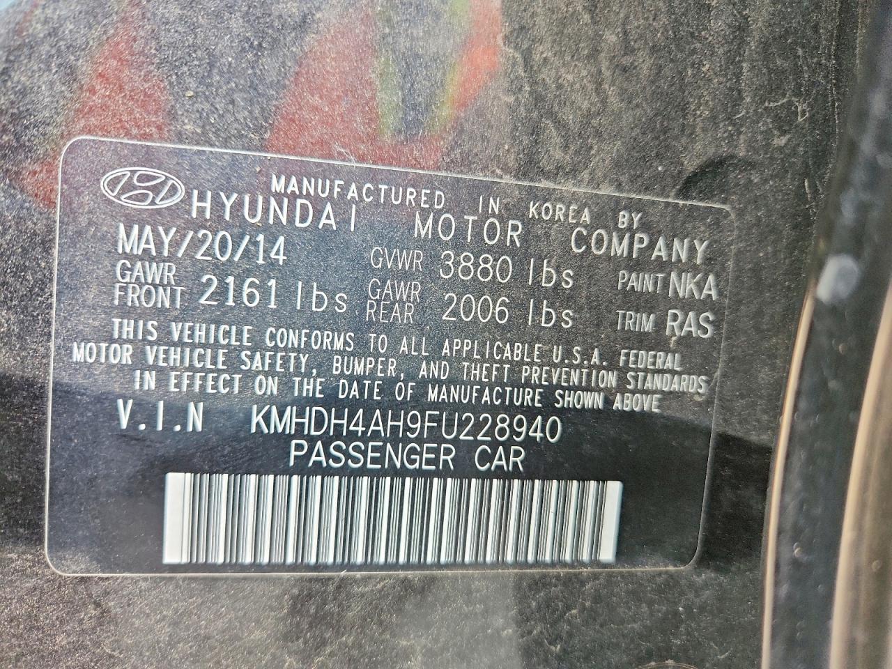 2015 Hyundai Elantra Sport Черный vin: KMHDH4AH9FU228940