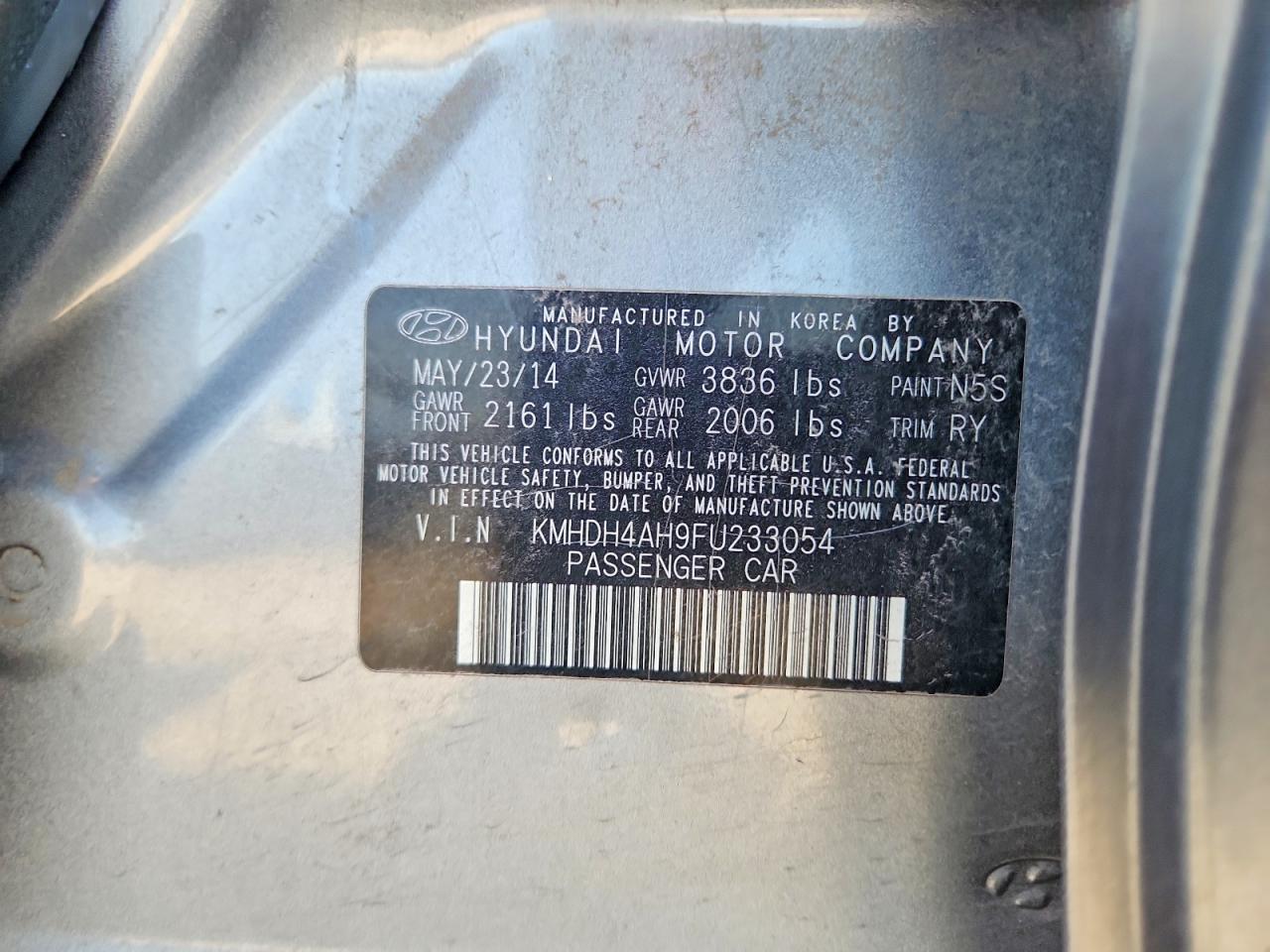 2015 Hyundai Elantra Sport Gray vin: KMHDH4AH9FU233054