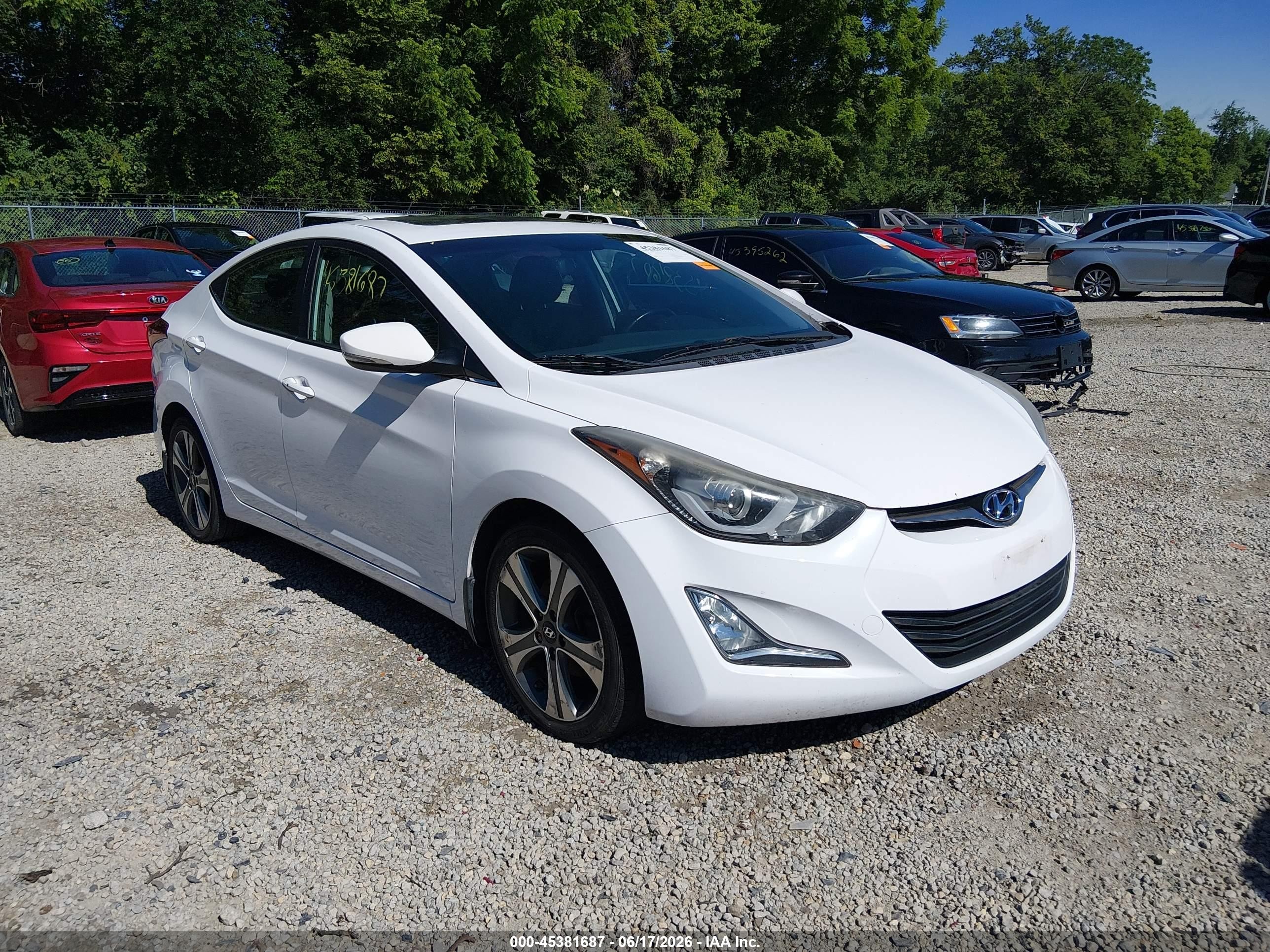 2015 Hyundai Elantra Sport White vin: KMHDH4AH9FU382886