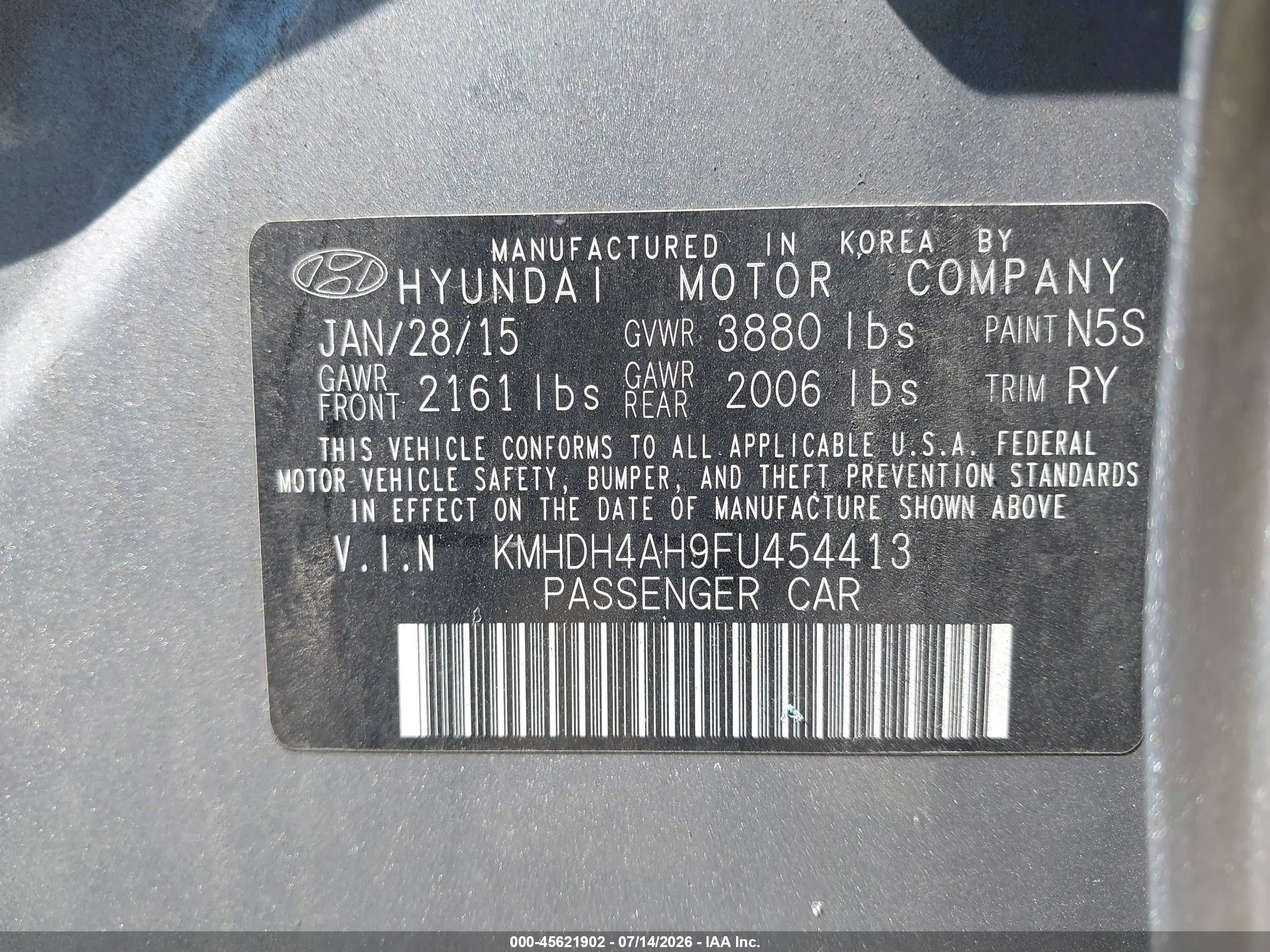 2015 Hyundai Elantra Sport Silver vin: KMHDH4AH9FU454413