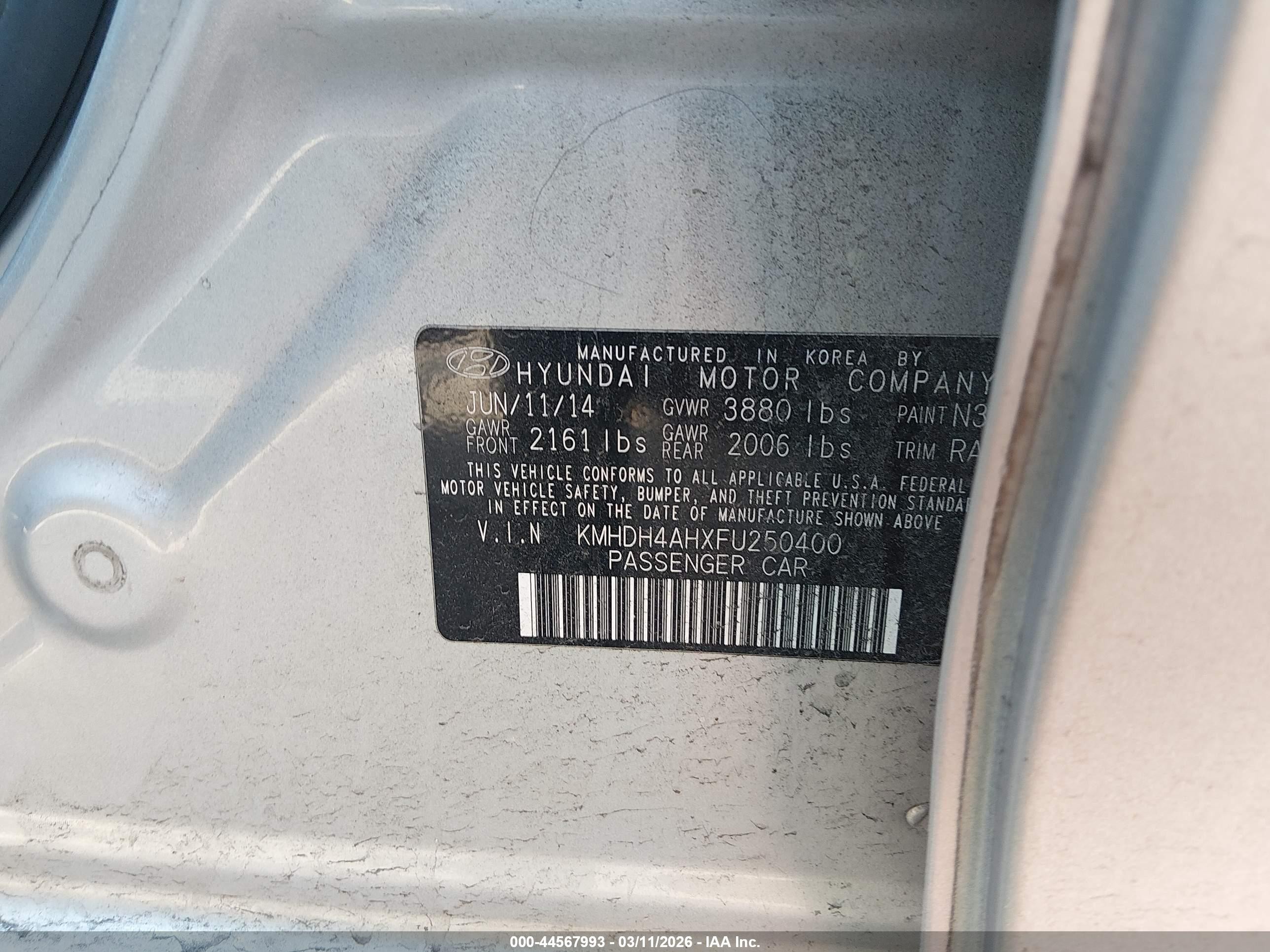 2015 Hyundai Elantra Sport Silver vin: KMHDH4AHXFU250400