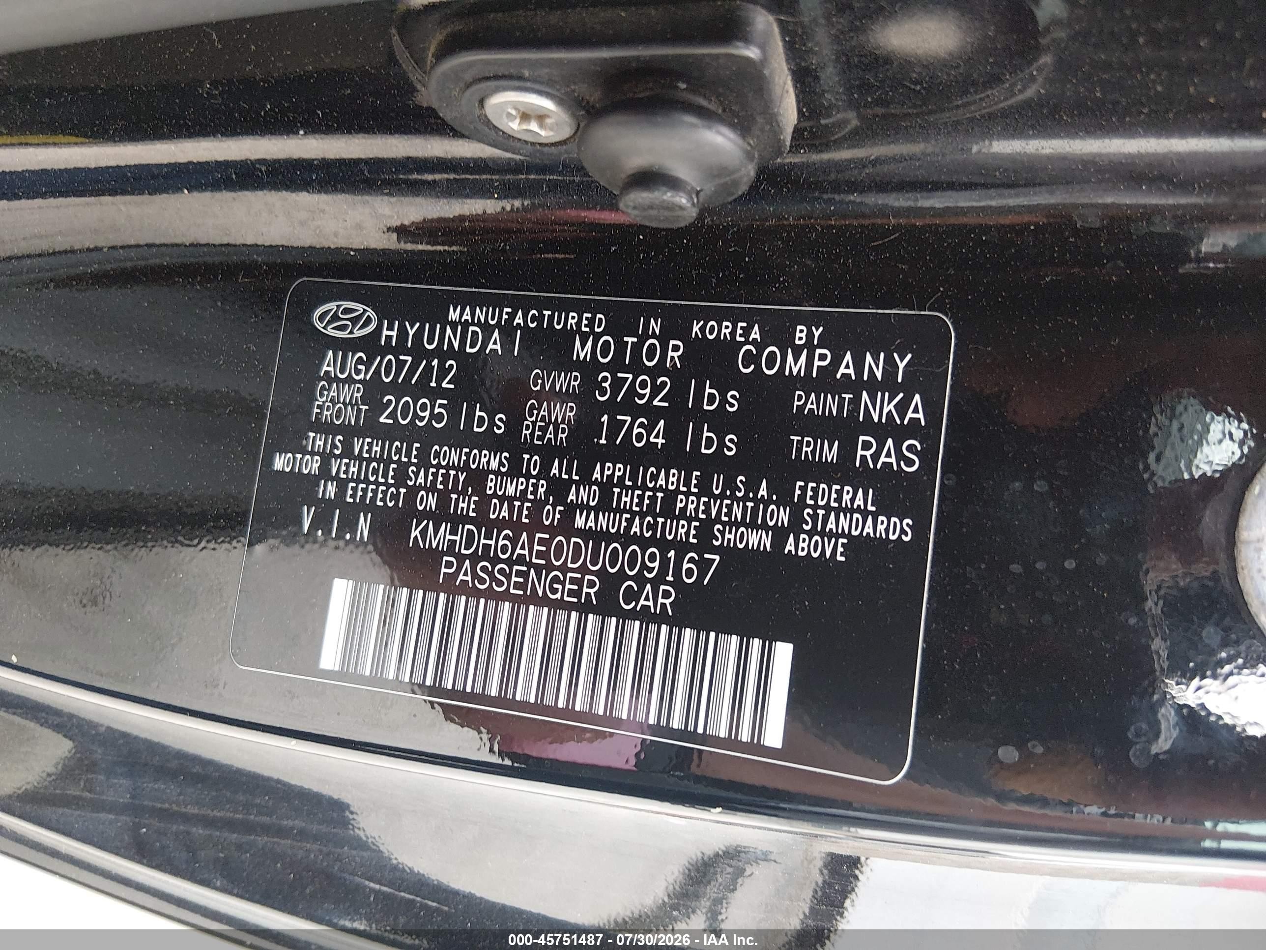 2013 Hyundai Elantra Se Black vin: KMHDH6AE0DU009167