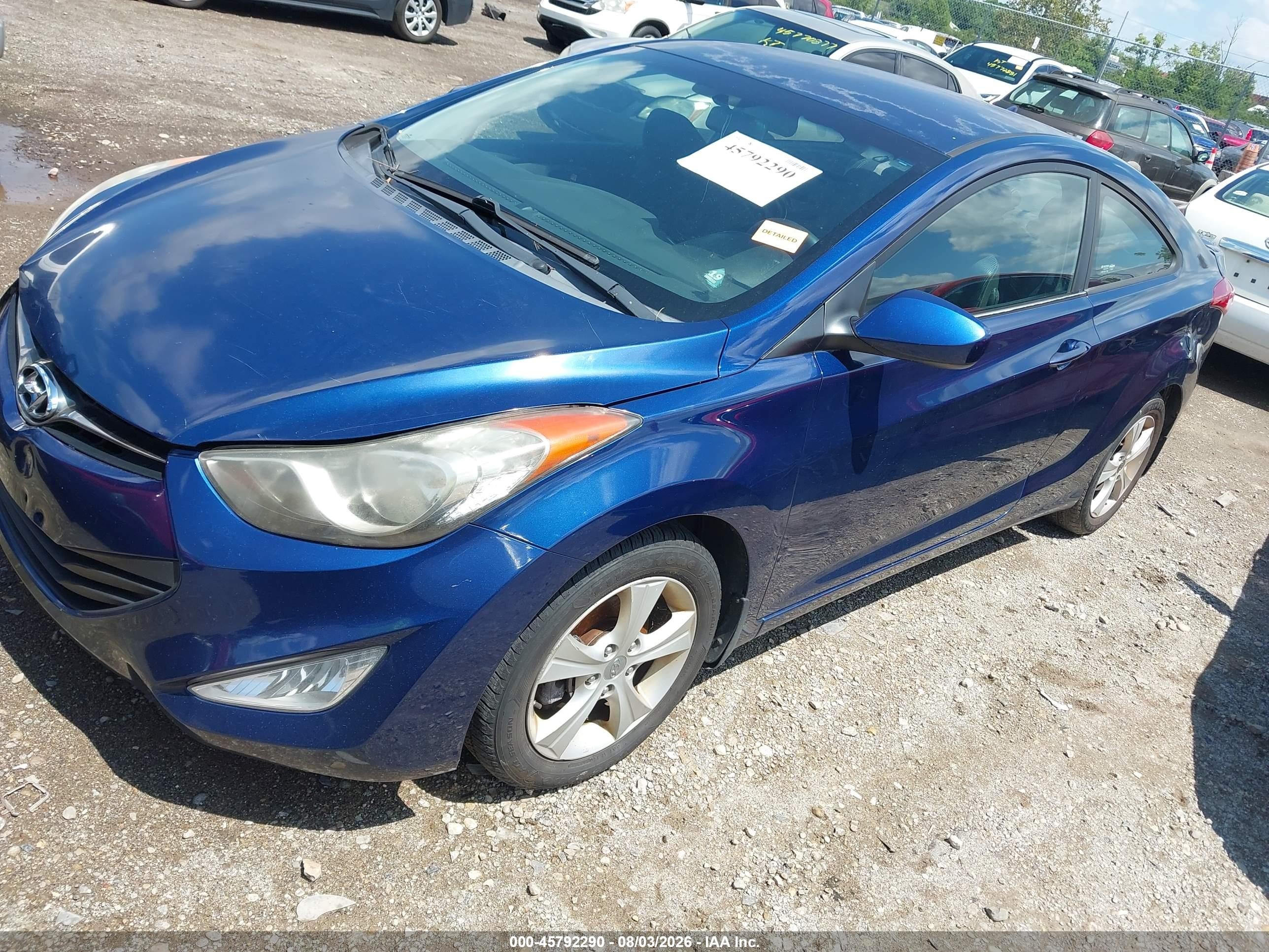 2013 Hyundai Elantra Gs Blue vin: KMHDH6AE0DU020072
