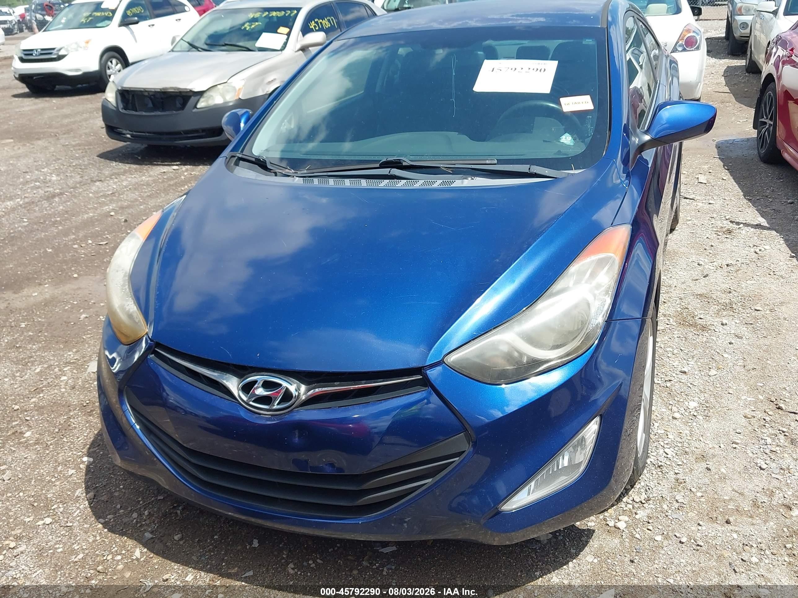 2013 Hyundai Elantra Gs Blue vin: KMHDH6AE0DU020072