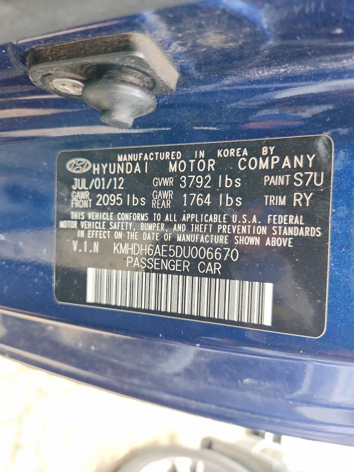 2013 Hyundai Elantra Coupe Gs Blue vin: KMHDH6AE5DU006670
