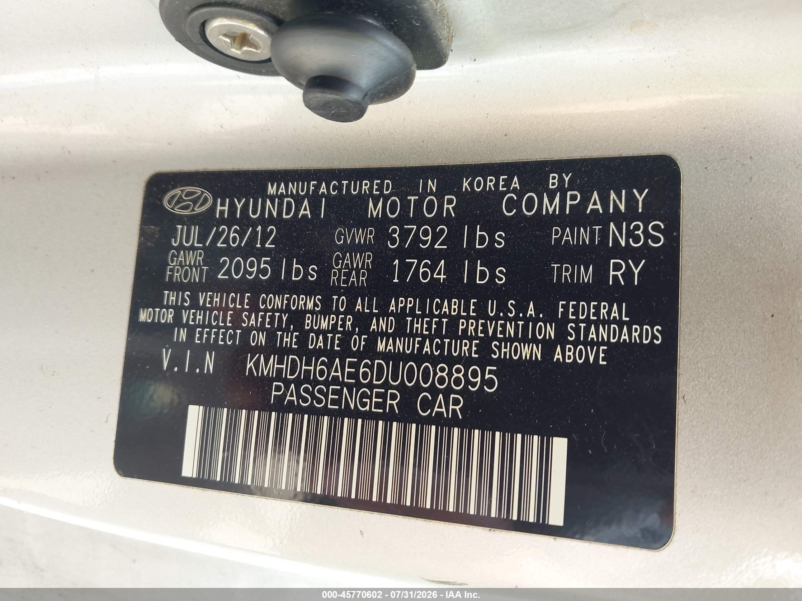 2013 Hyundai Elantra Se Silver vin: KMHDH6AE6DU008895