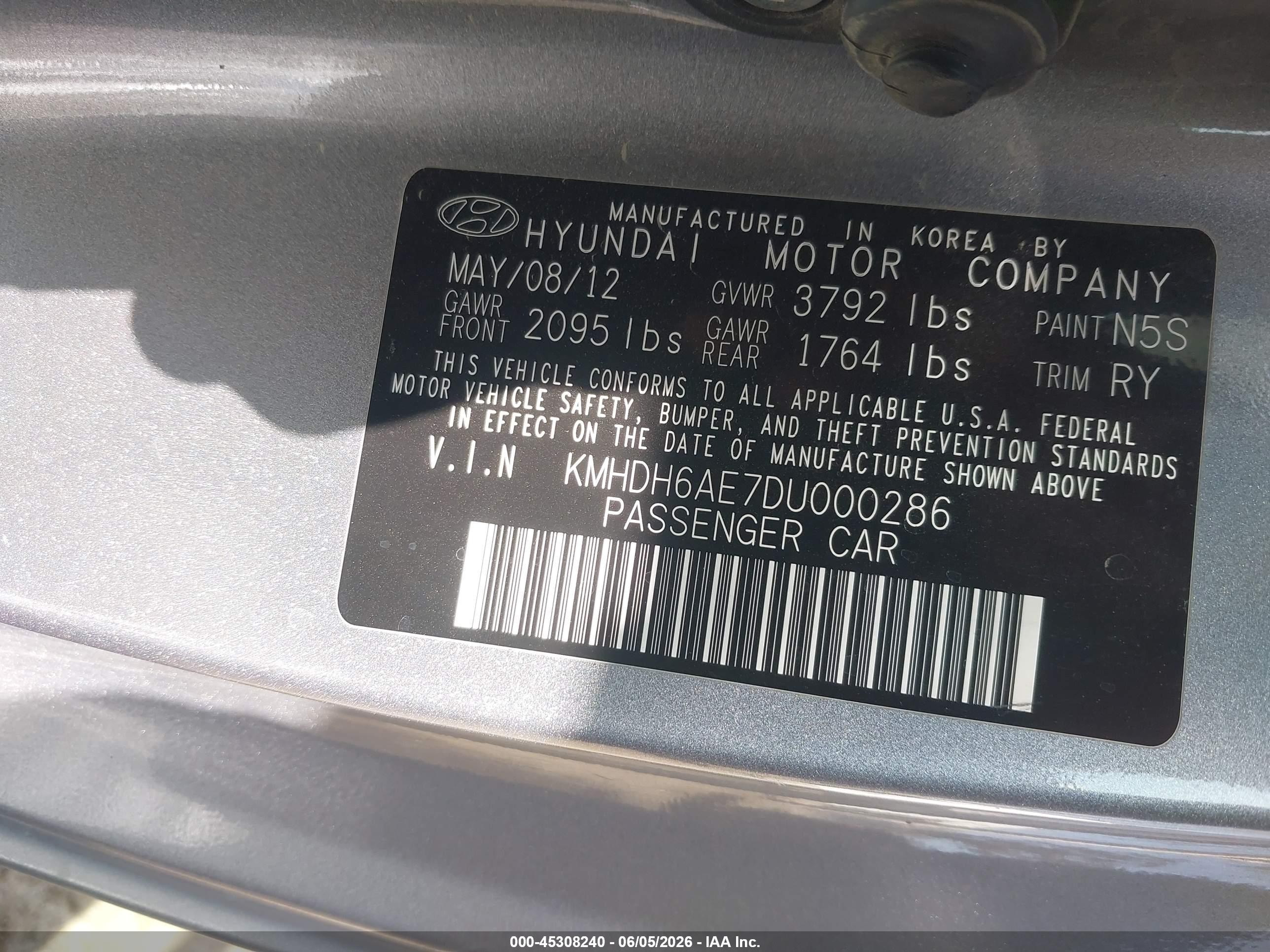 2013 Hyundai Elantra Gs Silver vin: KMHDH6AE7DU000286
