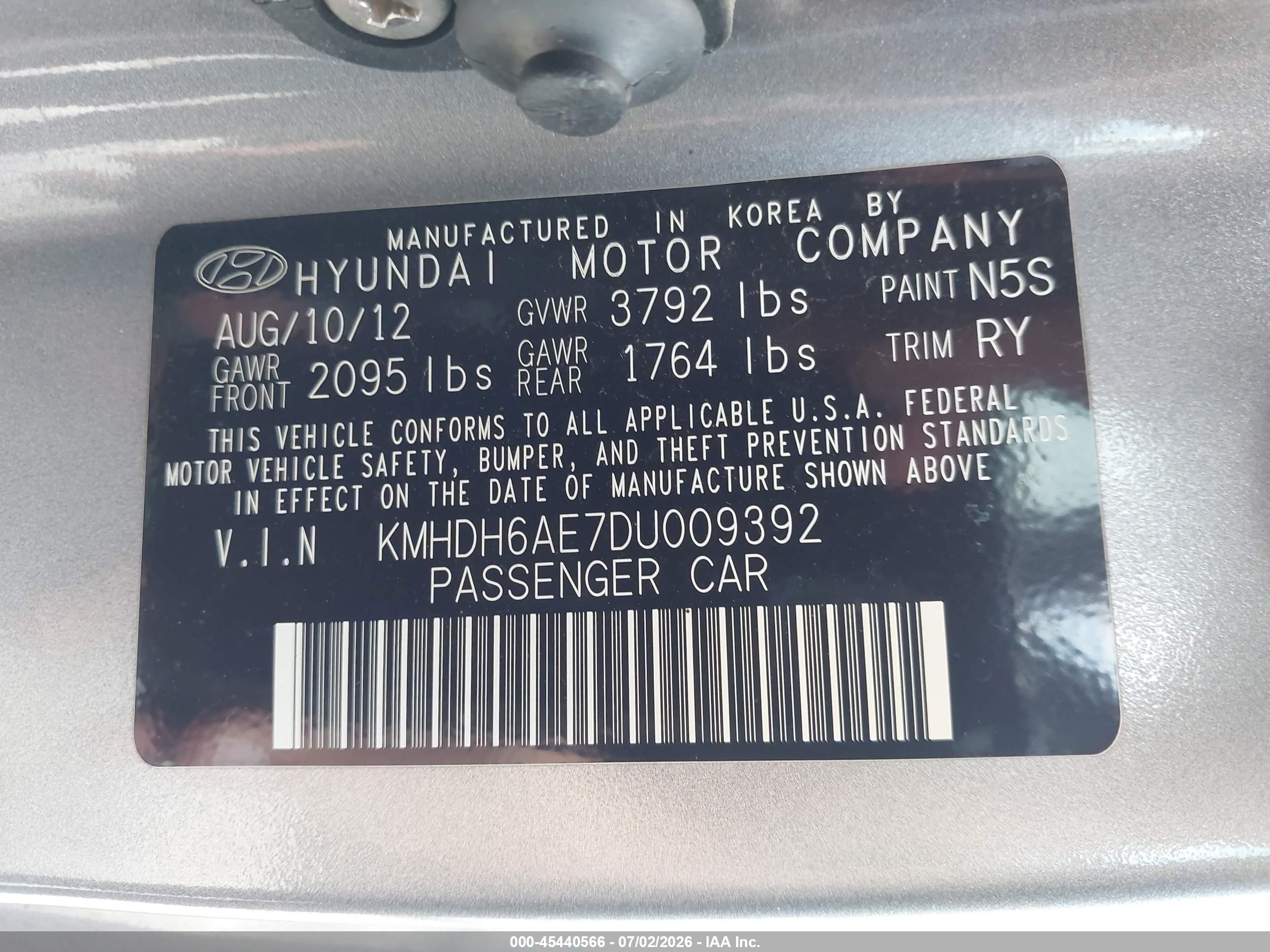 2013 Hyundai Elantra Gs Silver vin: KMHDH6AE7DU009392