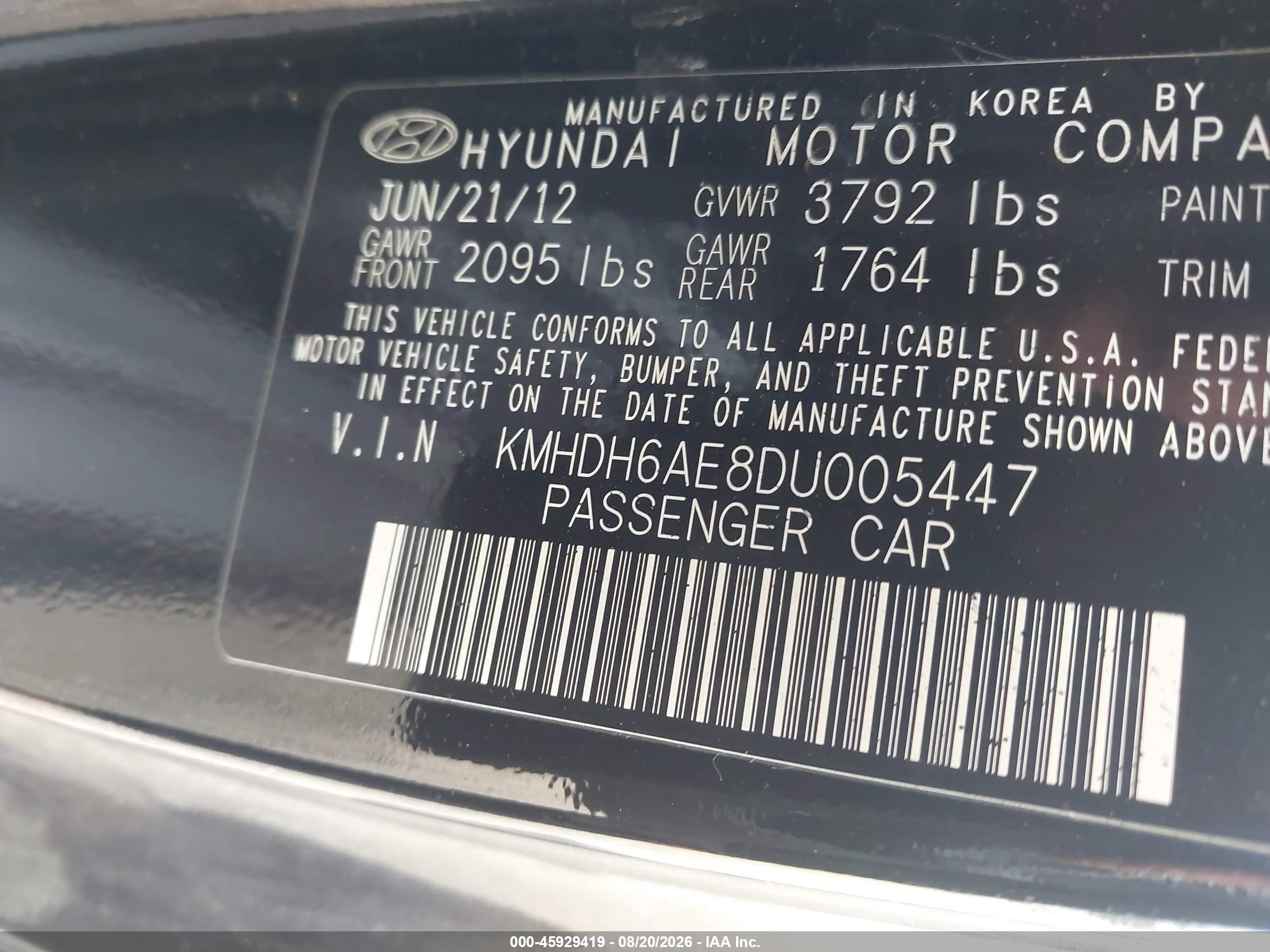 2013 Hyundai Elantra Se Black vin: KMHDH6AE8DU005447