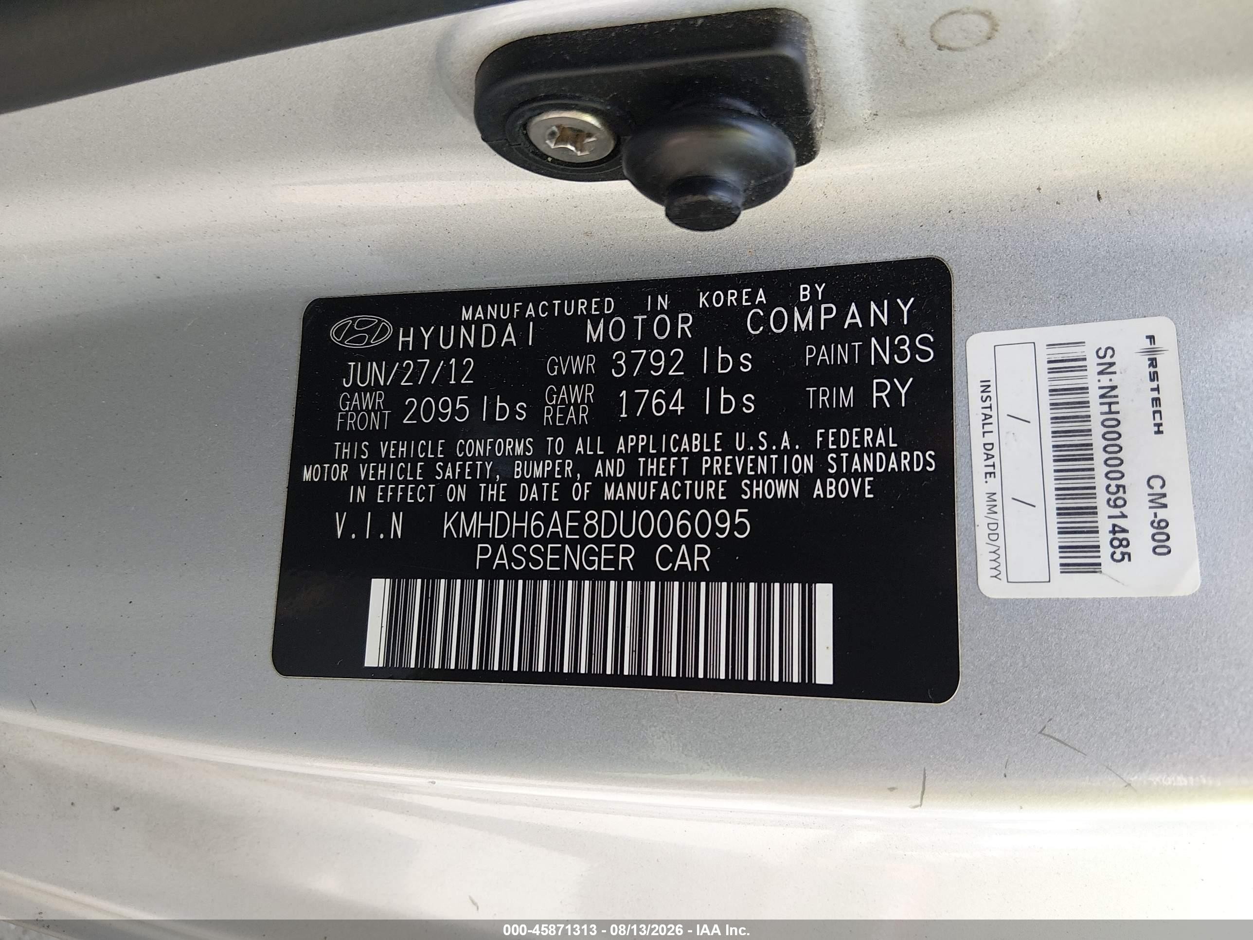 2013 Hyundai Elantra Se Silver vin: KMHDH6AE8DU006095