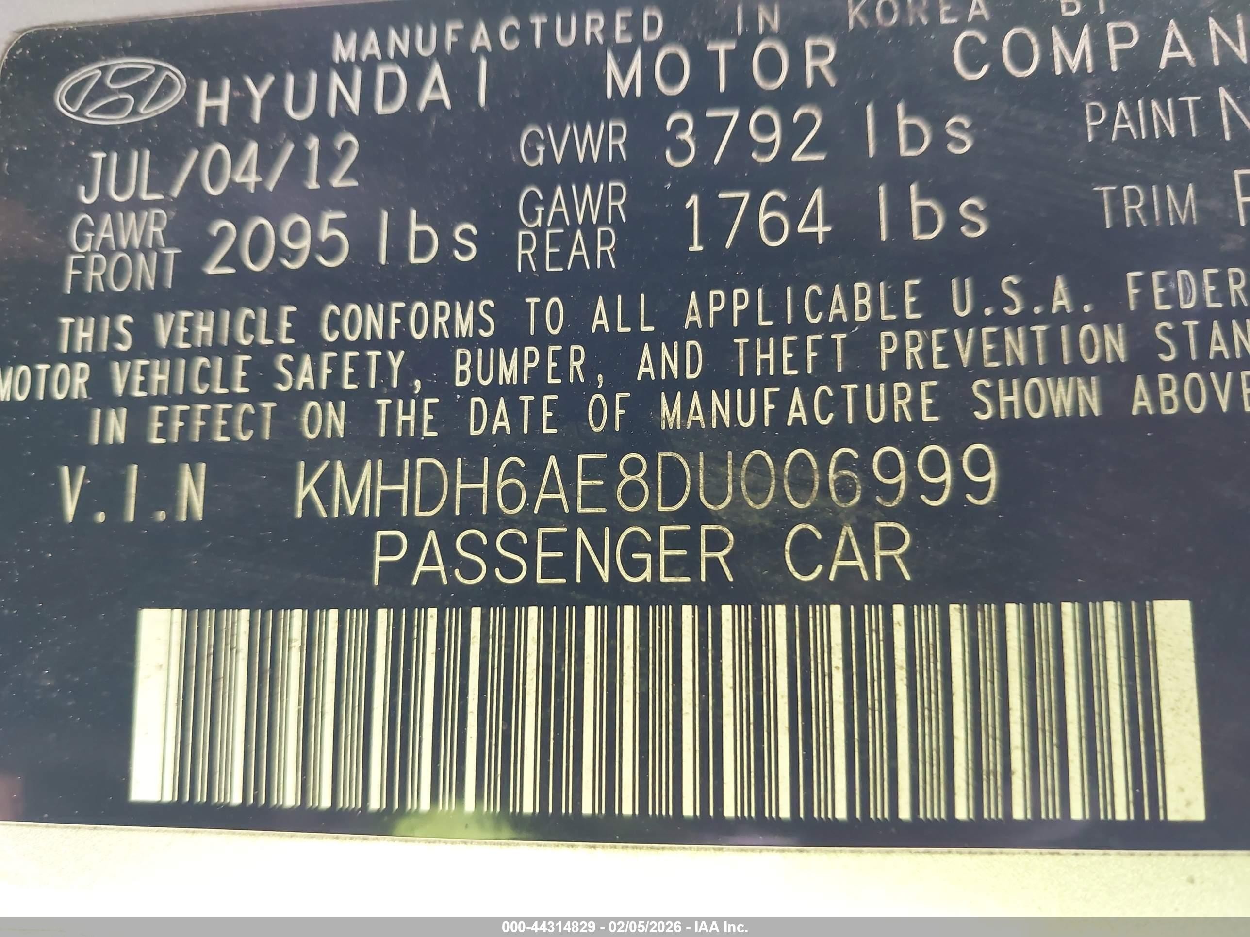 2013 Hyundai Elantra Se Silver vin: KMHDH6AE8DU006999