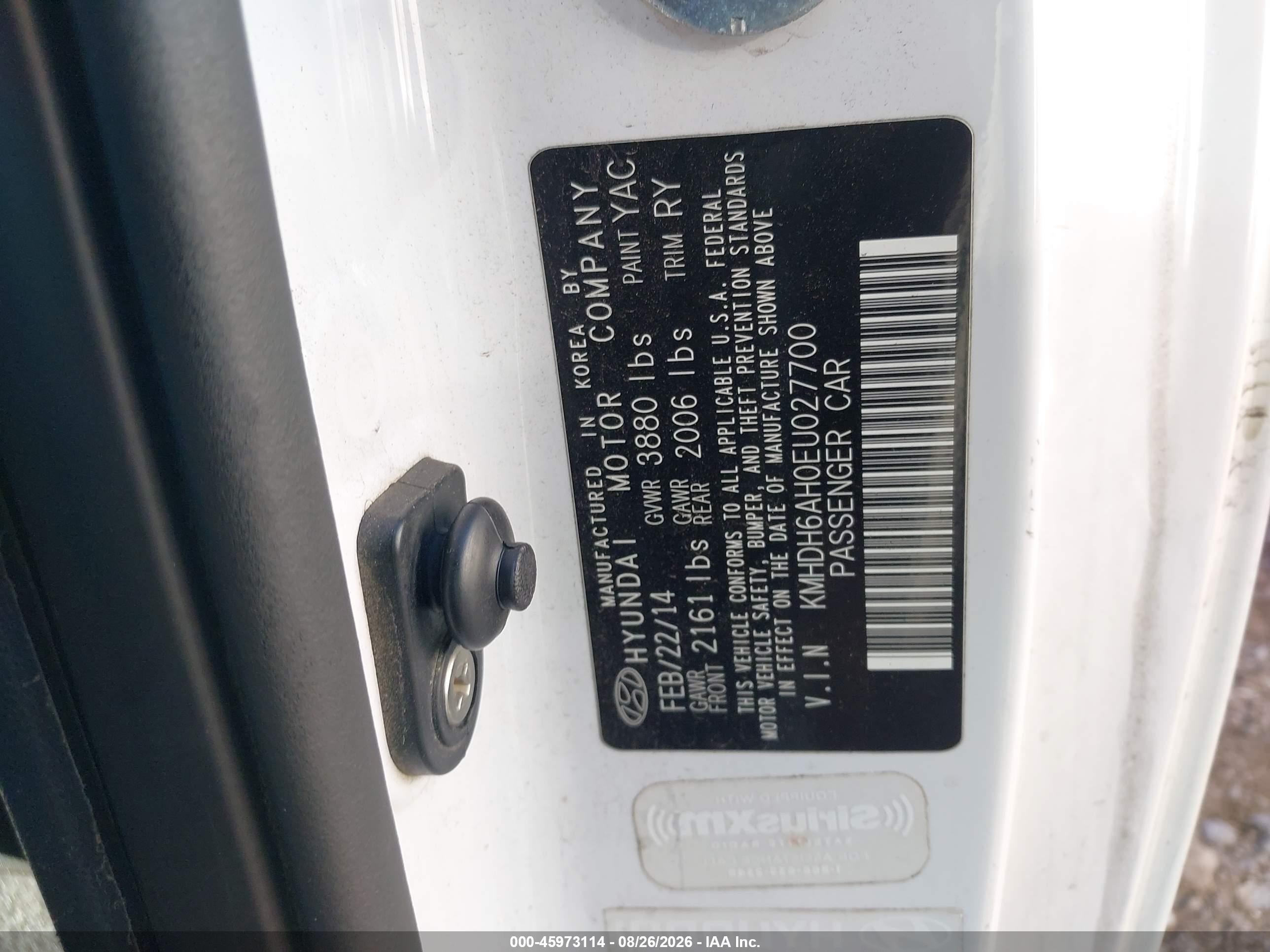 2014 Hyundai Elantra White vin: KMHDH6AH0EU027700