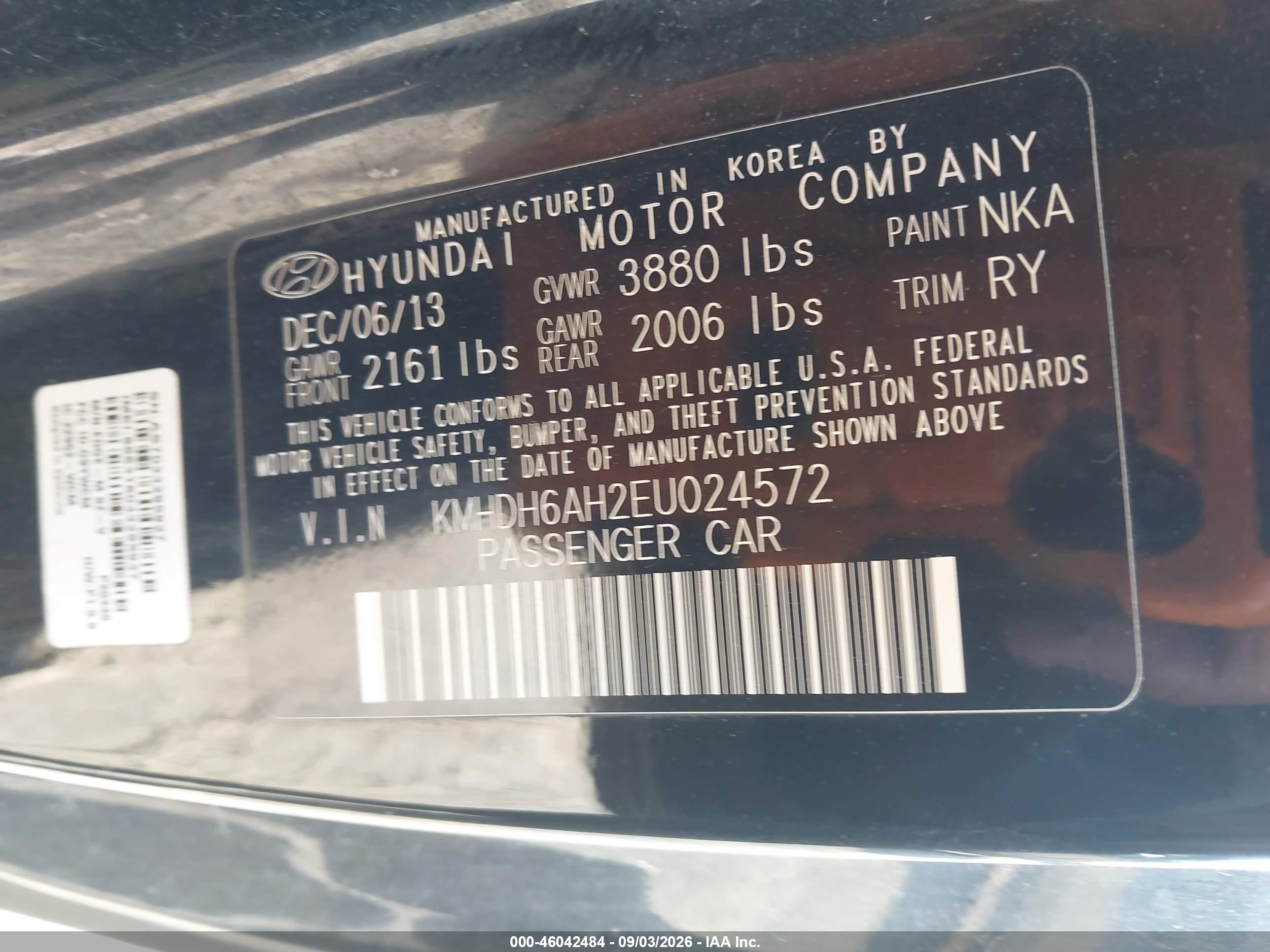 2014 Hyundai Elantra   Black vin: KMHDH6AH2EU024572