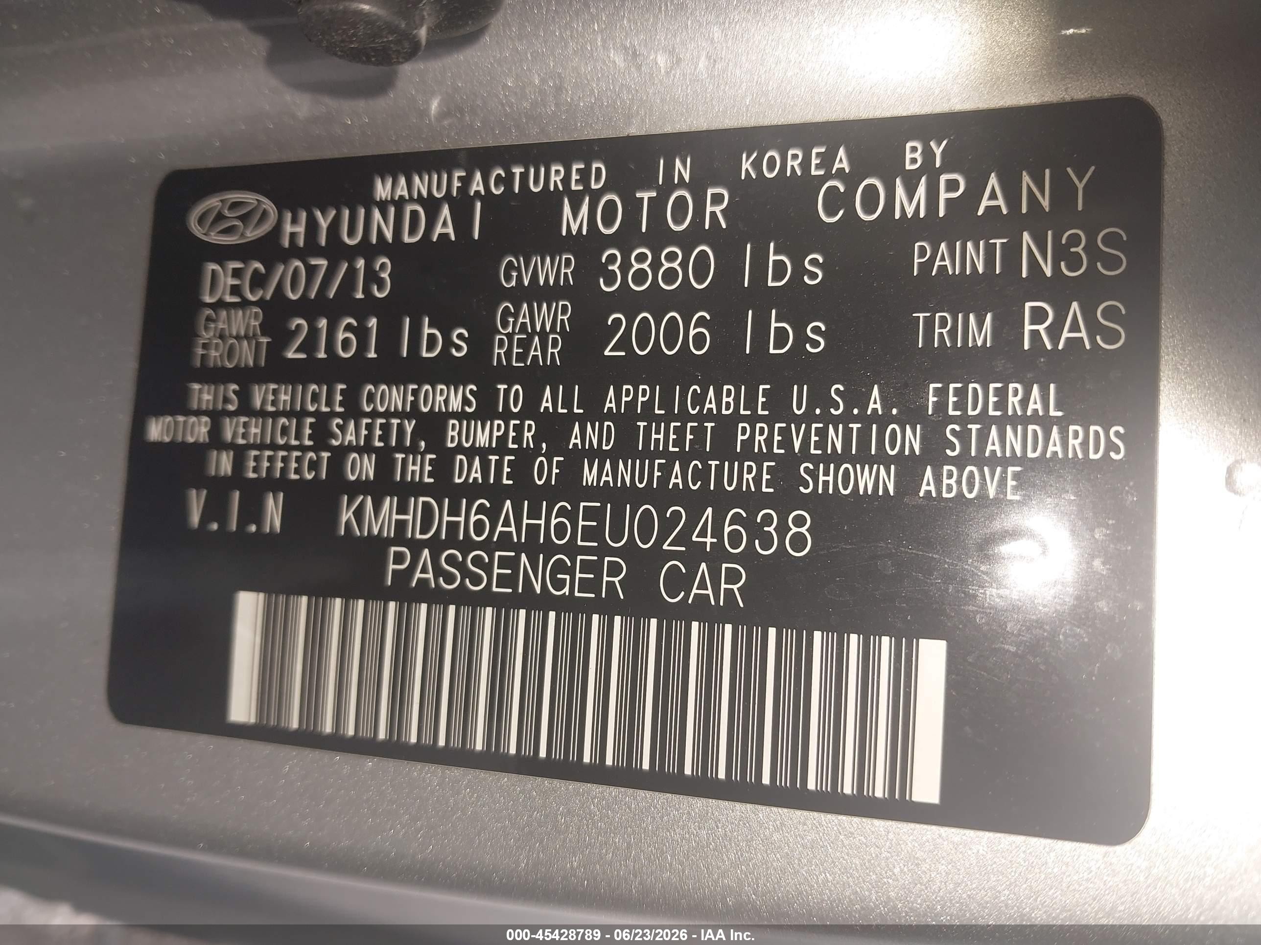 2014 Hyundai Elantra   Silver vin: KMHDH6AH6EU024638