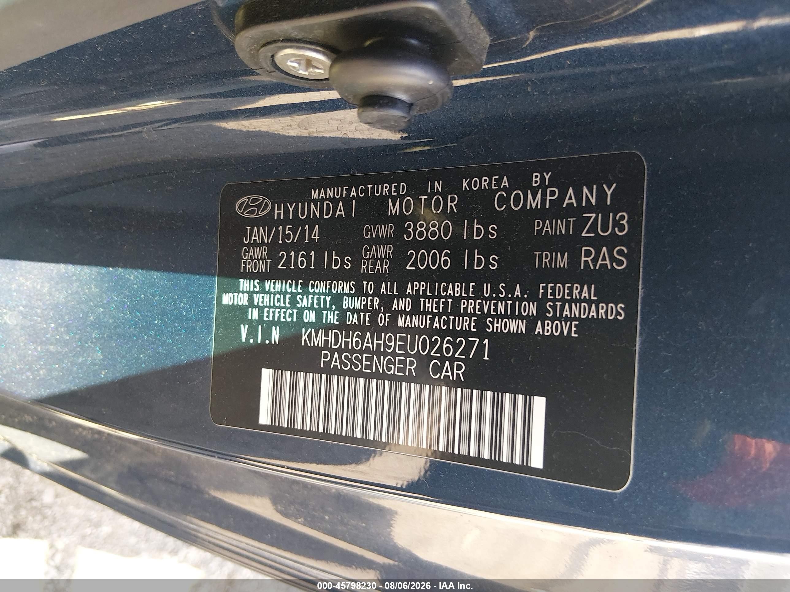 2014 Hyundai Elantra   Blue vin: KMHDH6AH9EU026271