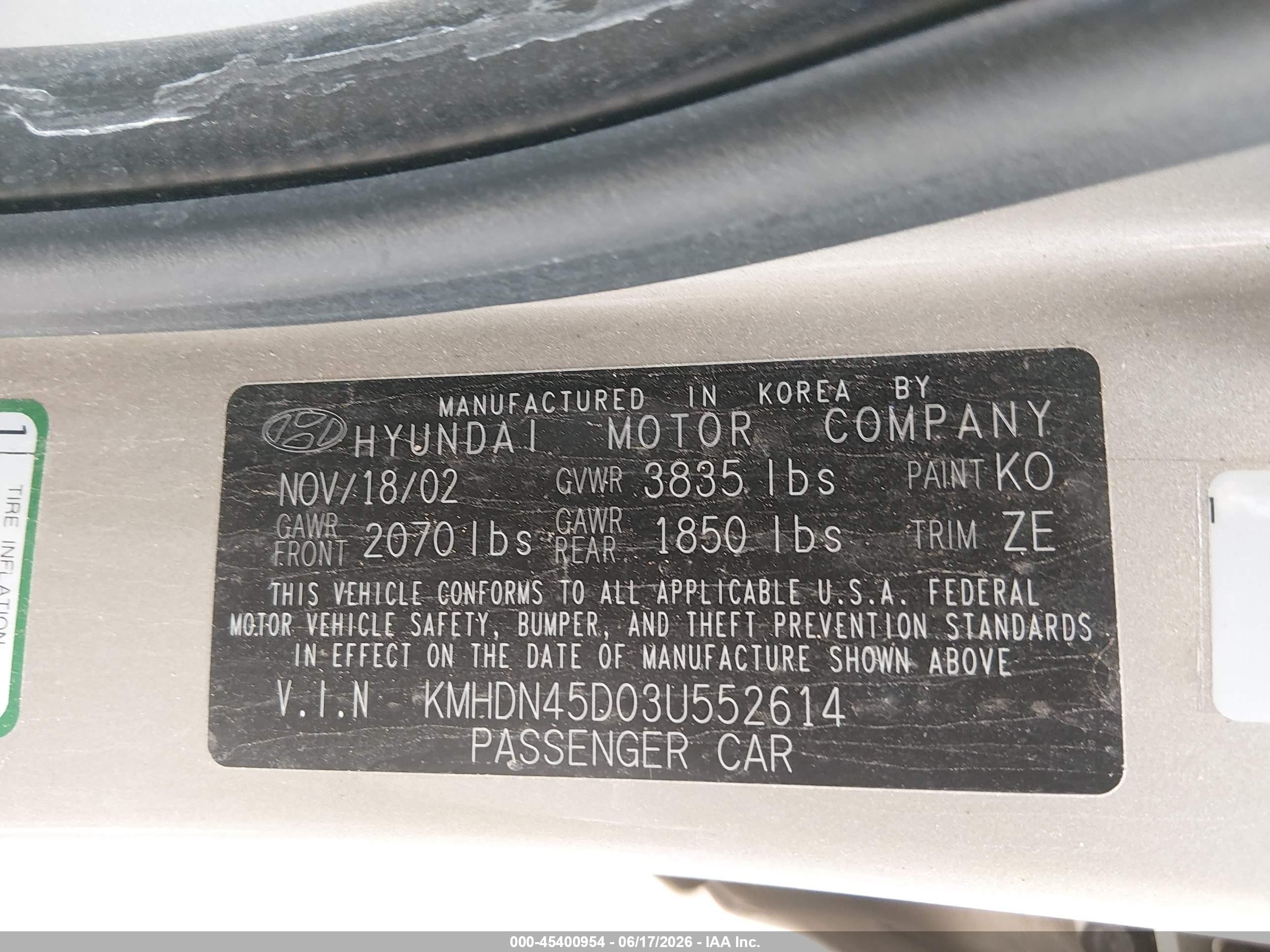 2003 Hyundai Elantra Gls/gt Gold vin: KMHDN45D03U552614