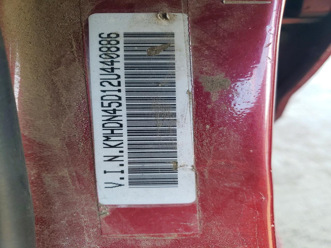 2002 Hyundai Elantra Red vin: KMHDN45D12U440886