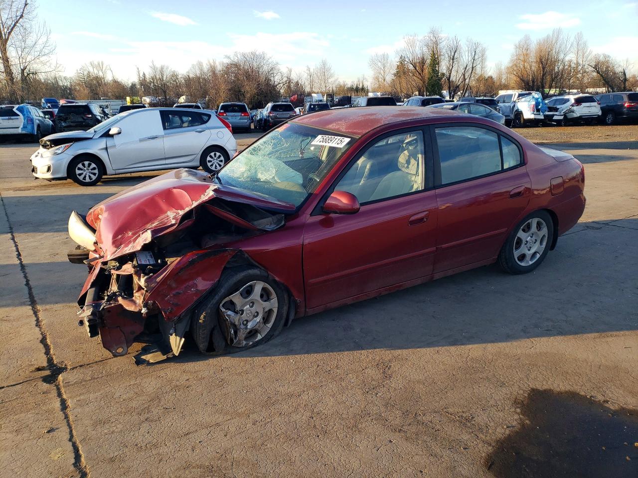 2002 Hyundai Elantra Red vin: KMHDN45D12U440886